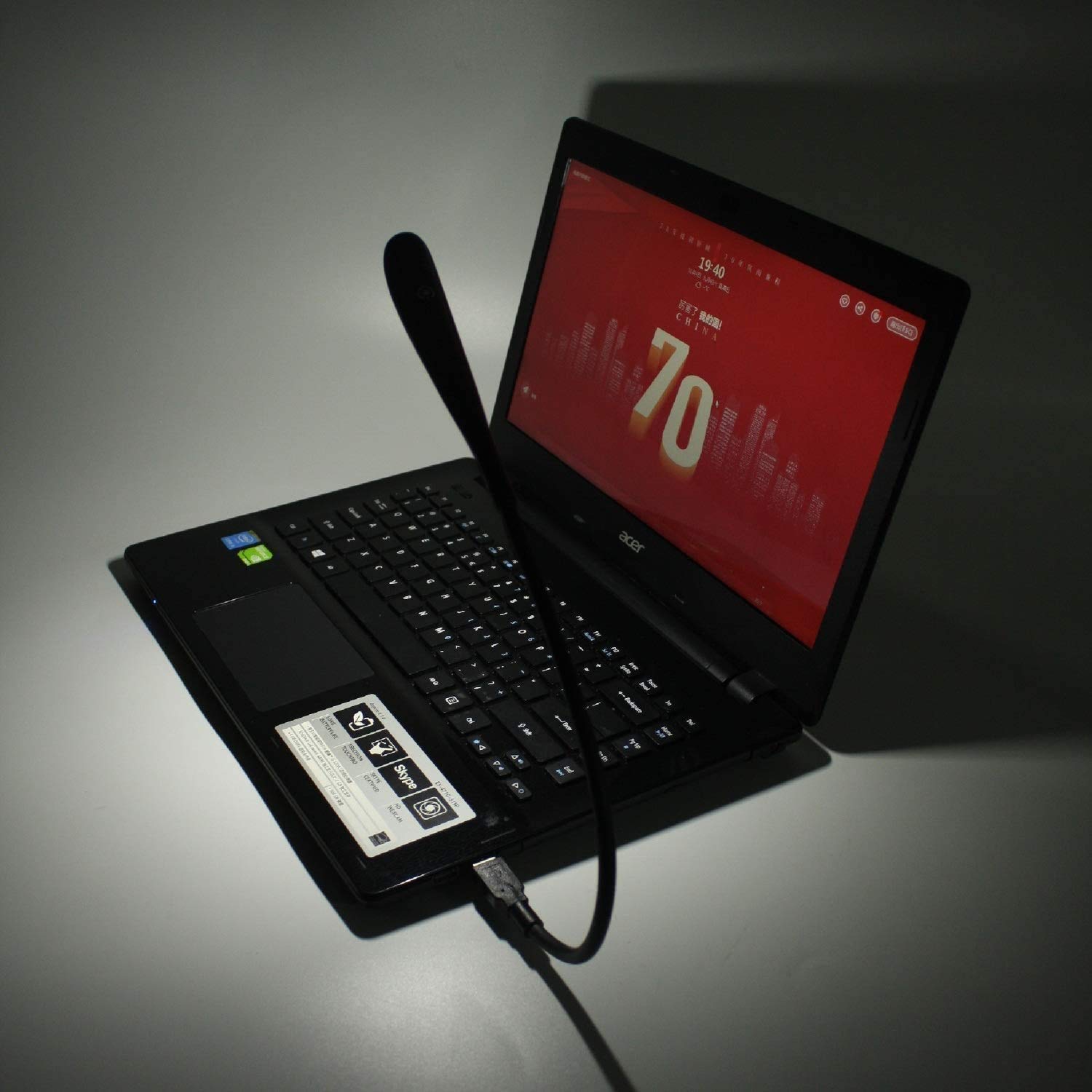 Dimmable USB Lamp for Laptop - Flexible USB Keyboard Light with 14 LED Beads, 3-Level Brightness Adjustment & Touch Switch (Black) - Perfect for Night Work, Gaming, and Low-Light Reading