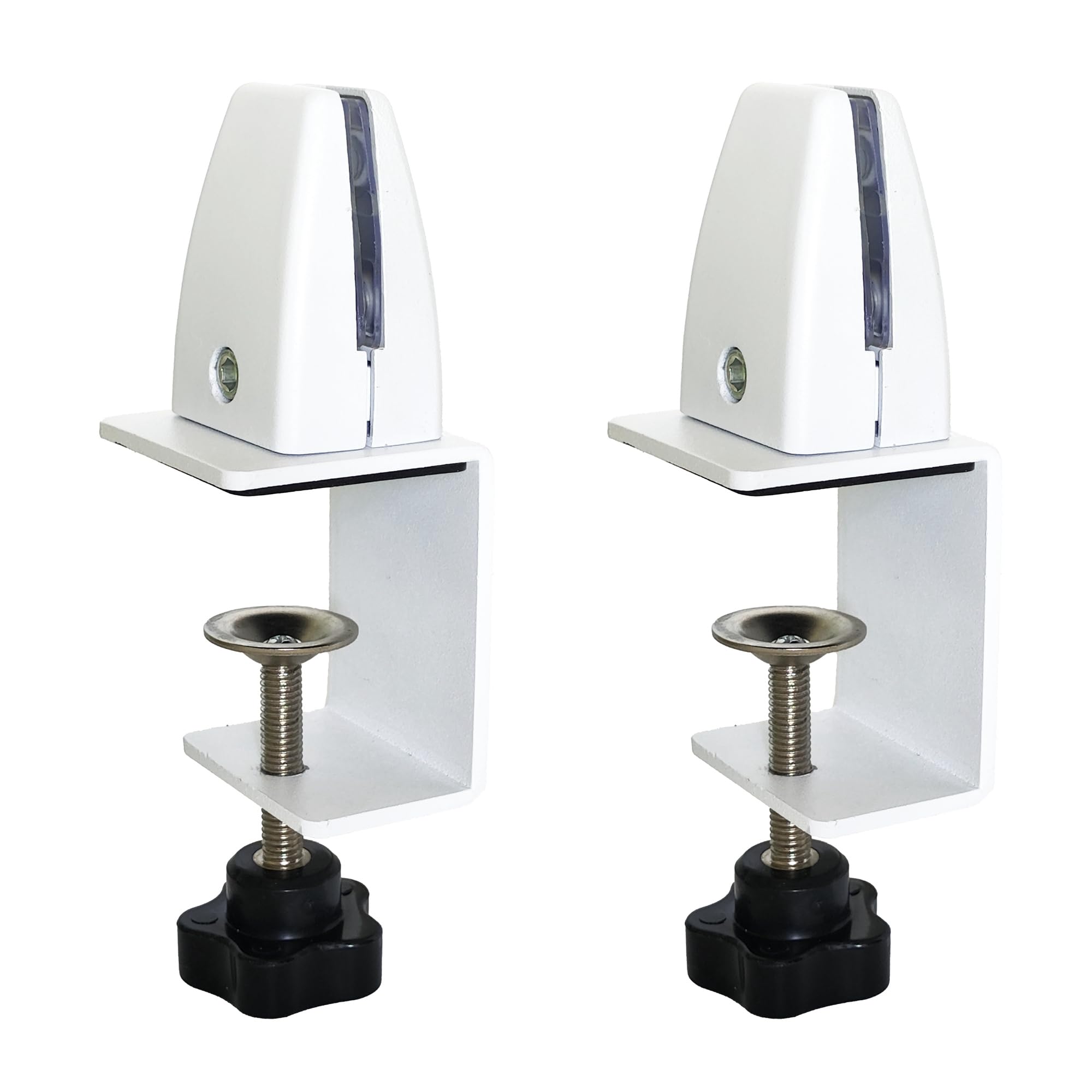 Adjustable Desk Clamp - White Sneeze Guard Support Clamp for Office Privacy Panels & Acrylic Boards | Perfect for Workspace Dividers, Reception Counters, and Study Desk Privacy Screens