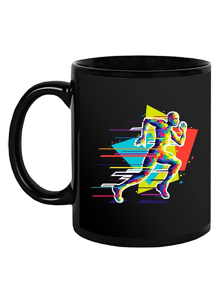 Abstract Running Man Silhouette Coffee Mug - Unisex Ceramic Cup for Runners & Athletes - Perfect for Morning Coffee, Office Use & Sports Enthusiast Gifts