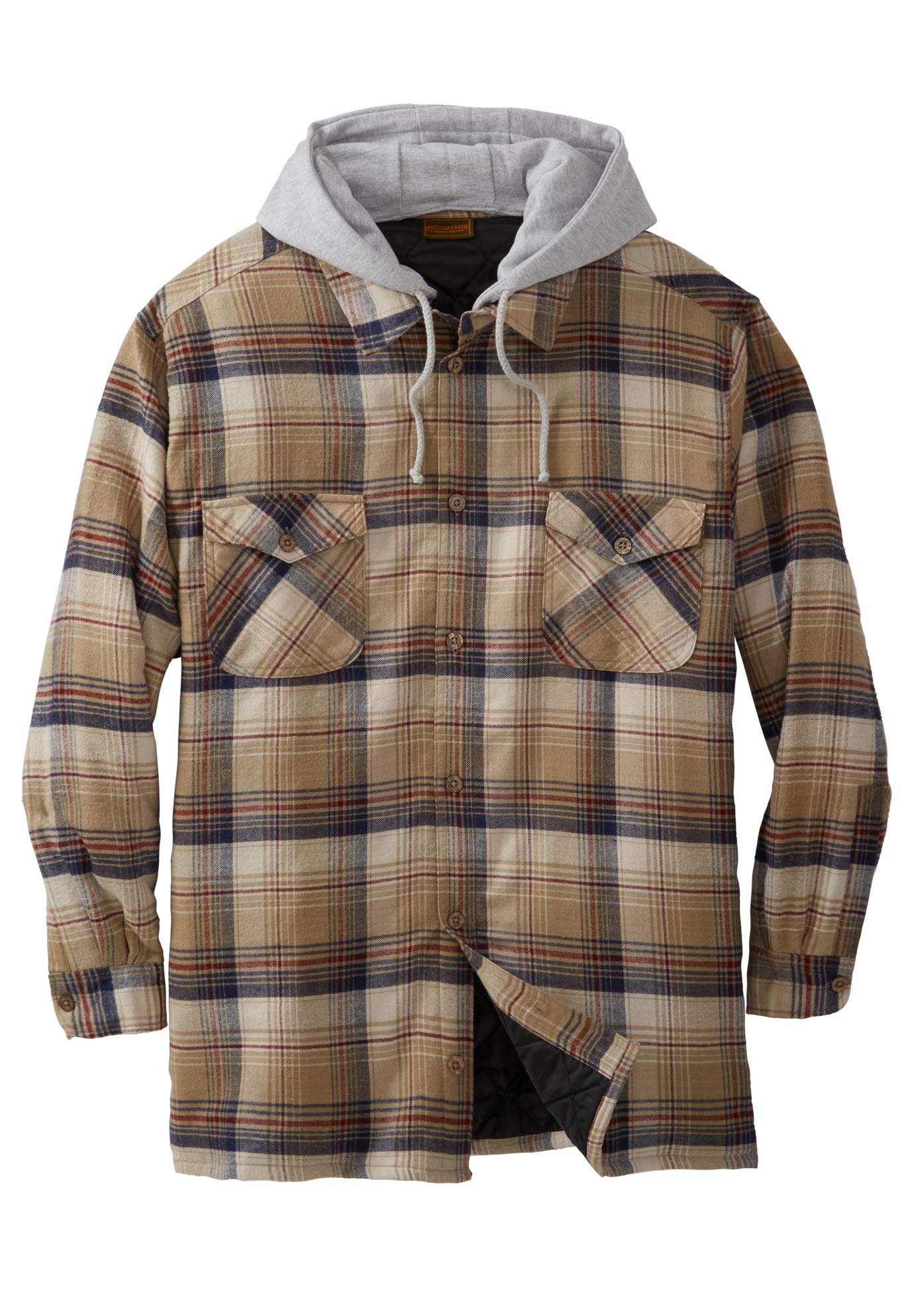 Boulder Creek KingSize Men's Big & Tall Removable Hooded Shirt Jacket - Casual Outdoor Wear for Hiking & Camping