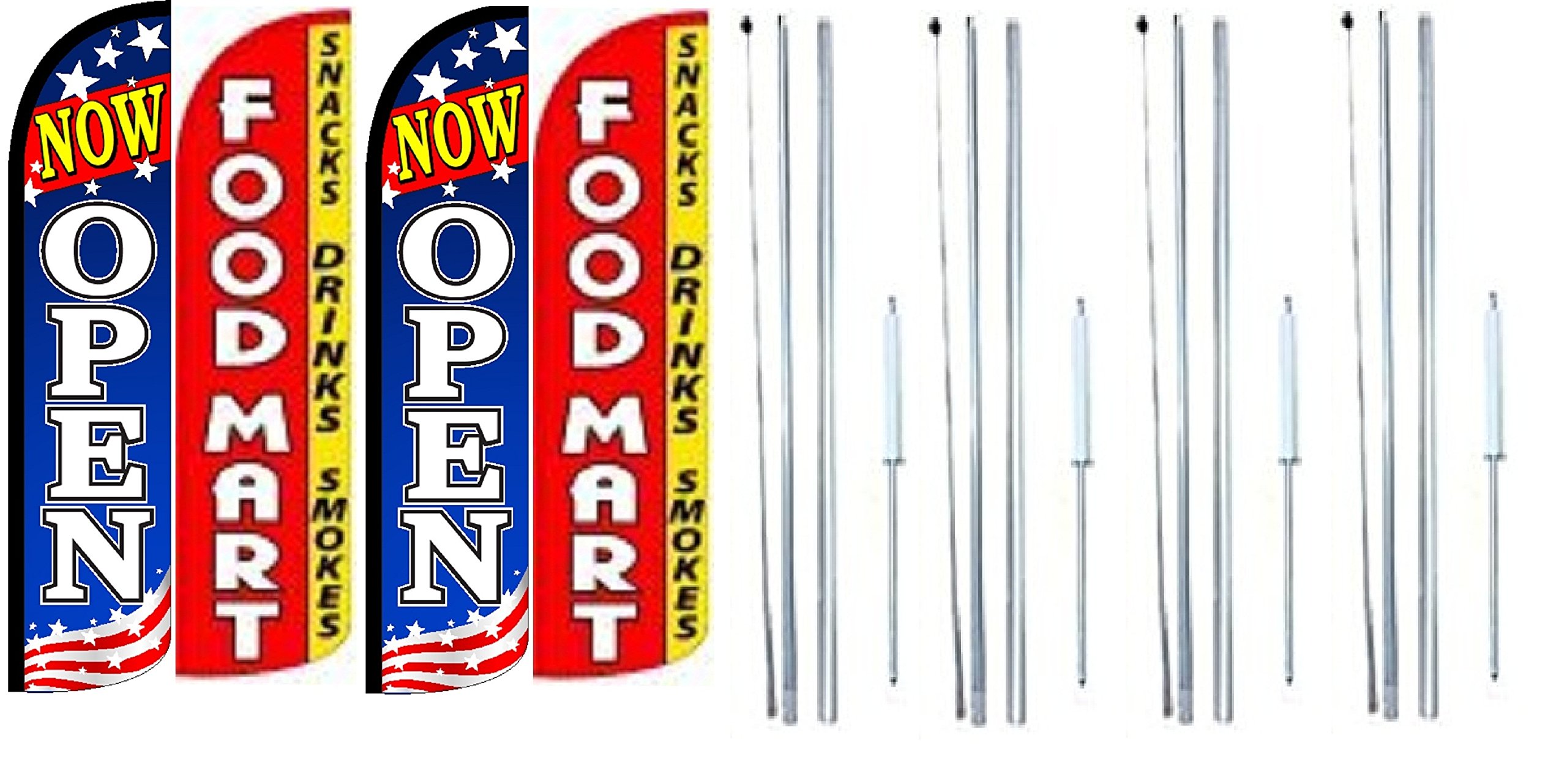 OnPoint Wares 4-Pack King Feather Flag Sign Kit with Complete Hybrid Pole Set - Perfect for Food Marts, Convenience Stores, Gas Stations & Retail Promotions