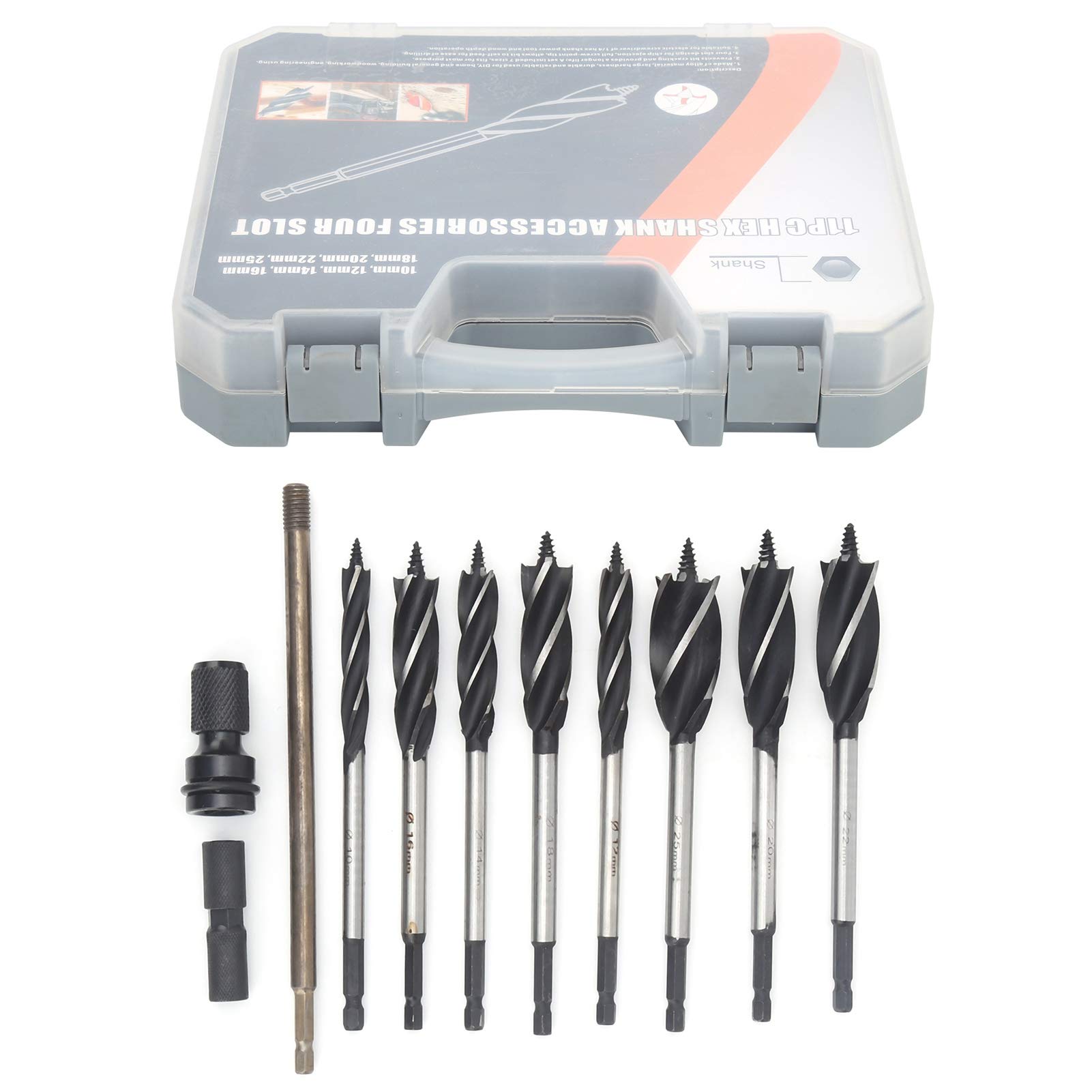8Pcs Hex Shank Drill Bit Set - High Hardness Woodworking Hole Open & Reaming Tools for 1/4