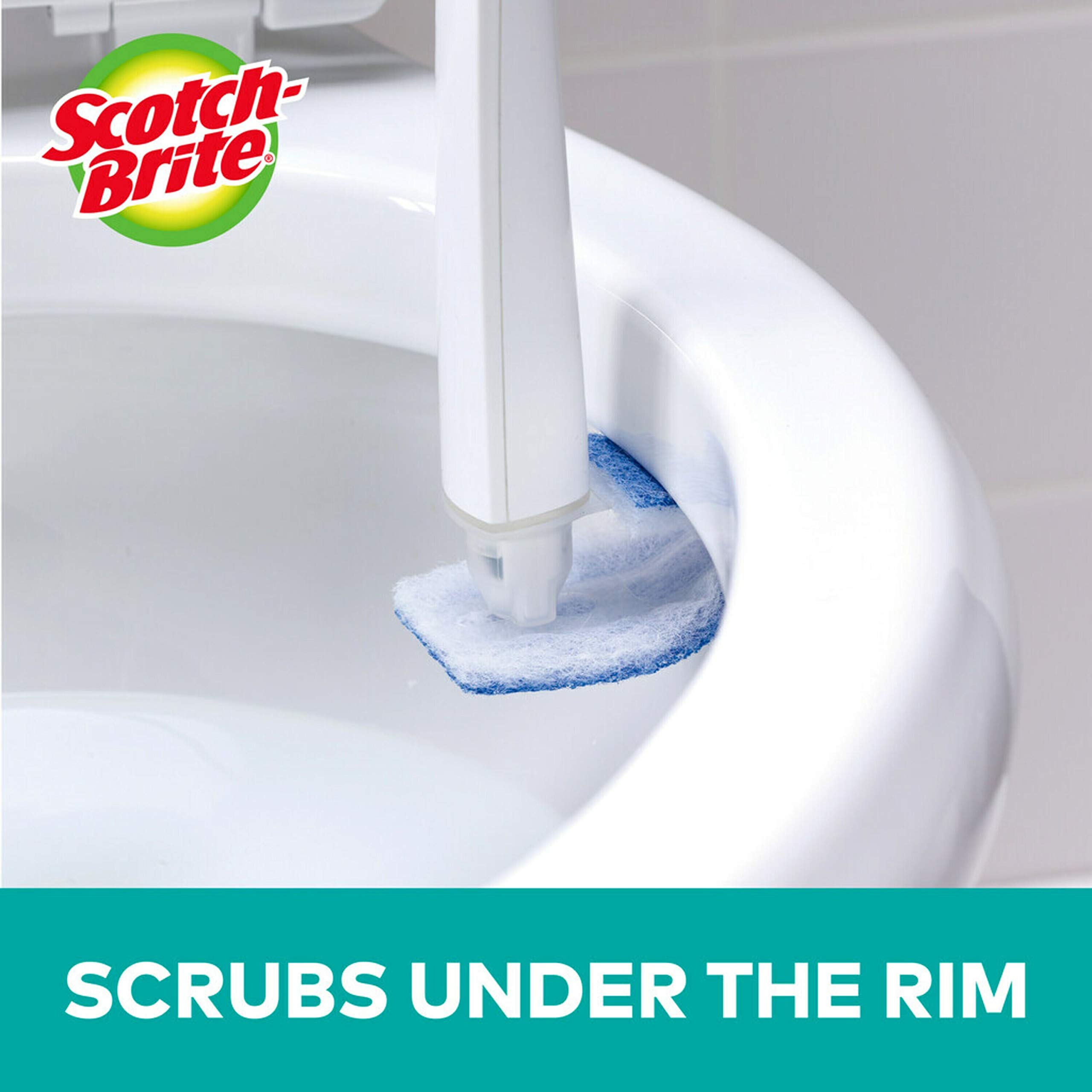 Scotch-Brite Disposable Toilet Scrubber Cleaning System - Heavy Duty Bathroom Cleaning Brush with Handle for Stains & Grime - Perfect for Toilets, Sinks & Tubs