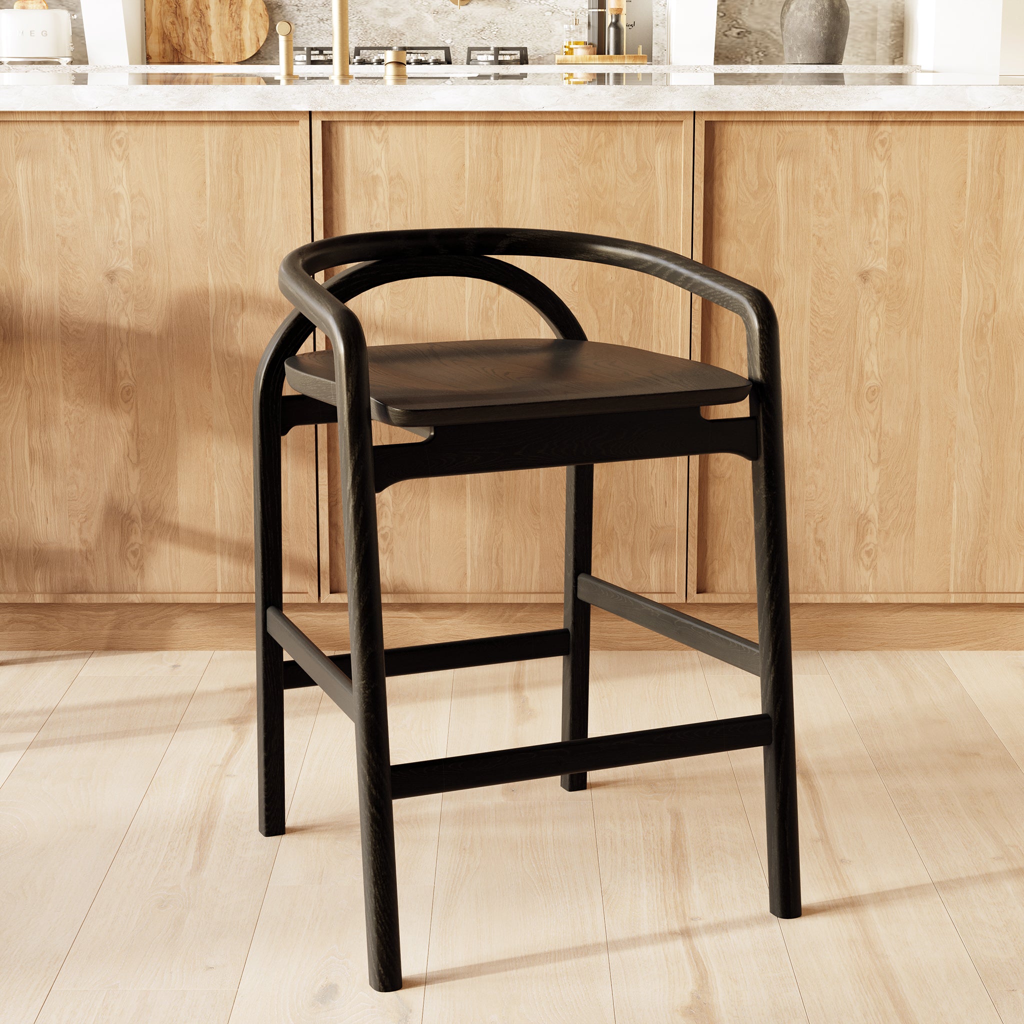 Yokohama Counter Stool - Adjustable Height Bar Stool with Cushion for Kitchen Island, Breakfast Nook & Home Bar - Modern Dining & Seating Furniture