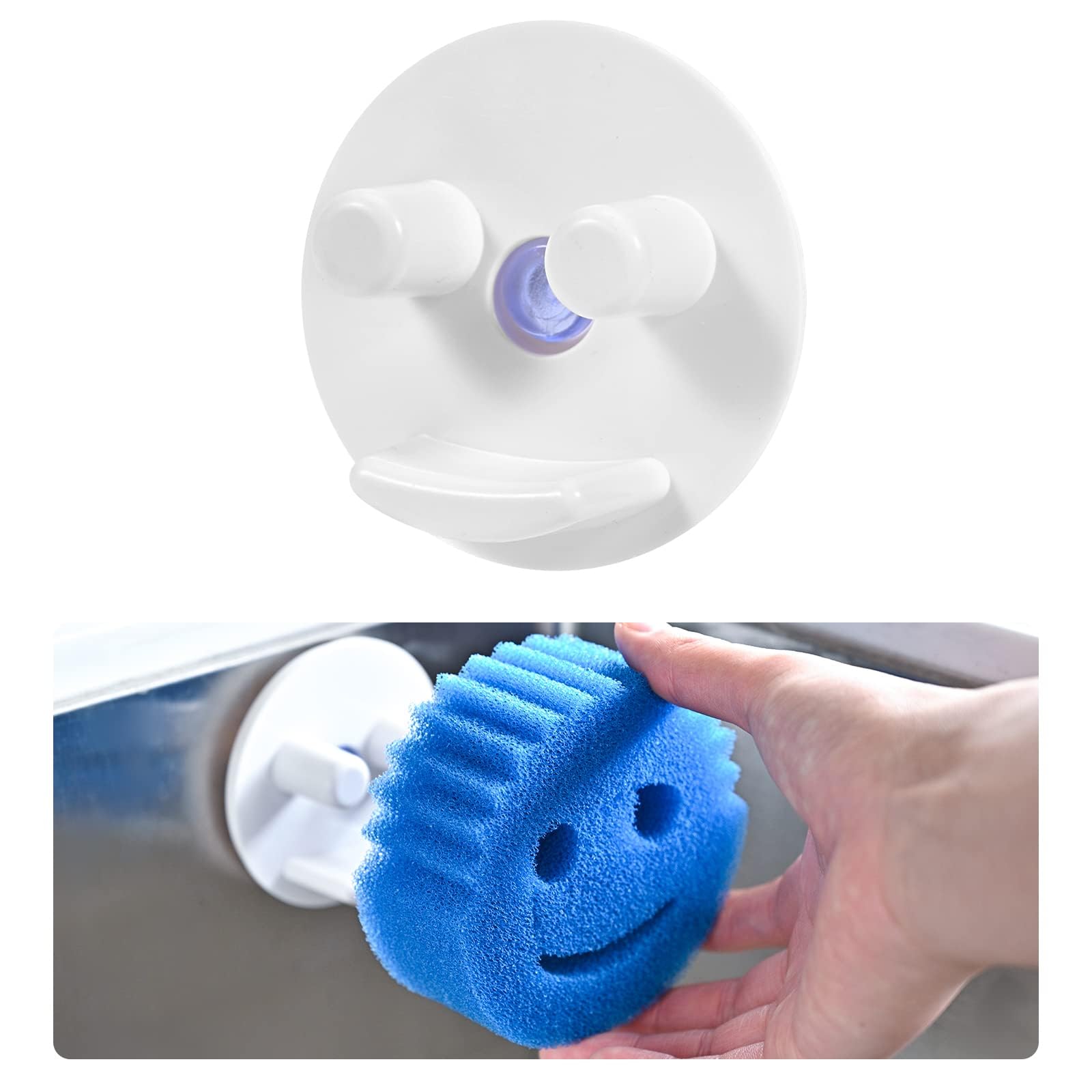 Non-Slip Suction Cup Scrub Sponge Holder for Kitchen Sink - Rustproof Sponge Caddy Organizer with Drain Holes (1 Pack) - Perfect for Dishwashing, Countertop Cleaning & Bathroom Organization