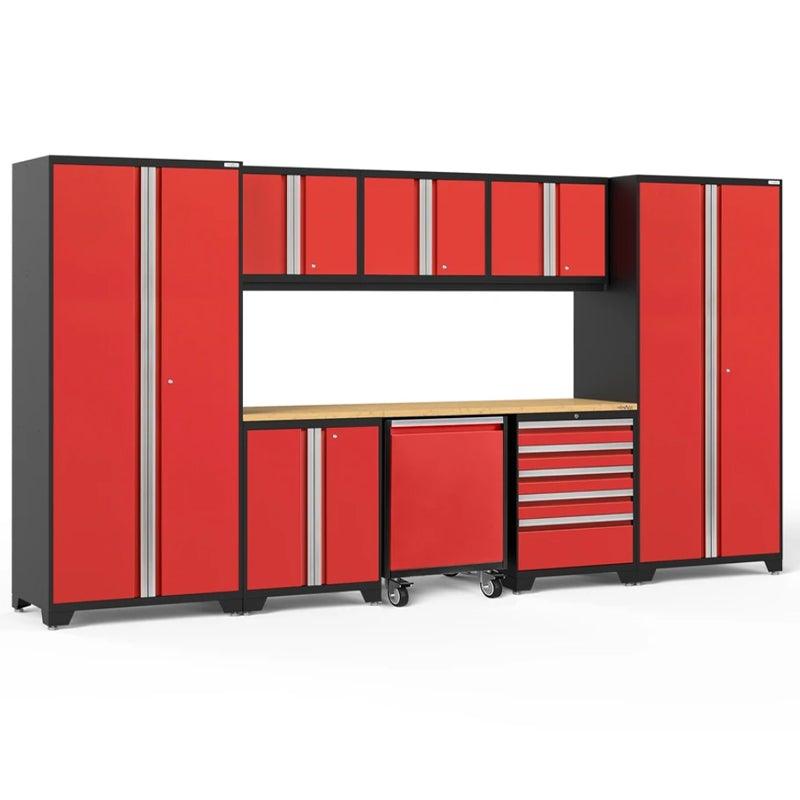 NEWAGE Pro Series 9-Piece Cabinet Set with Wall & Base Cabinets, Tool Drawer, Multi-Function Storage, Lockers & 84
