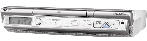 Sony ICF-CD543RM Silver Kitchen CD Clock Radio with AM/FM Tuner - Perfect for Bedroom, Office, or Home Use (Discontinued)