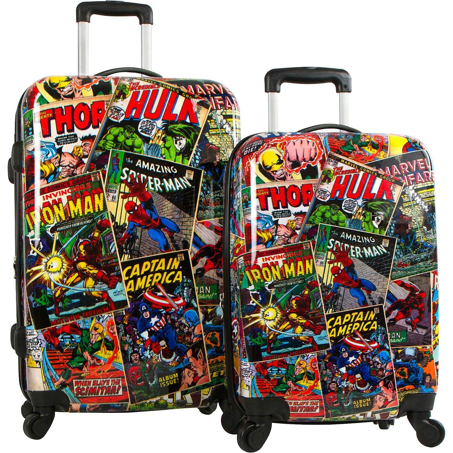 Marvel Comics 2-Piece Spinner Luggage Set - Lightweight Durable Suitcase with Wheels for Travel | Perfect for Superhero Fans, Business Trips & Family Vacations