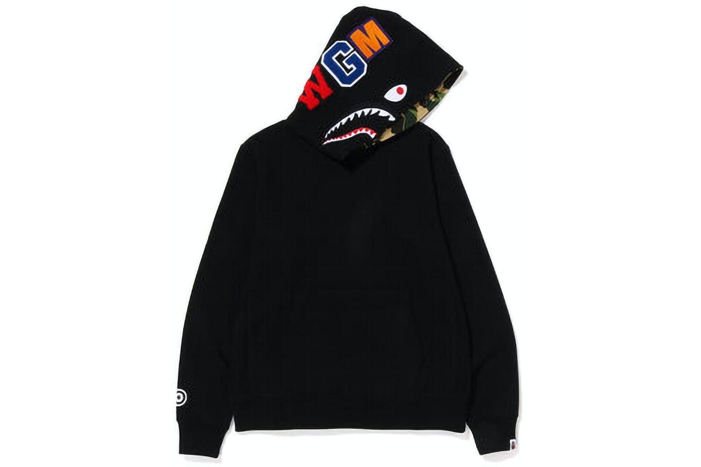BAPE Shark Pullover Inside Camo Hoodie - Black Green Streetwear for Men | Urban Fashion & Casual Wear | Perfect for Street Style and Everyday Outfits