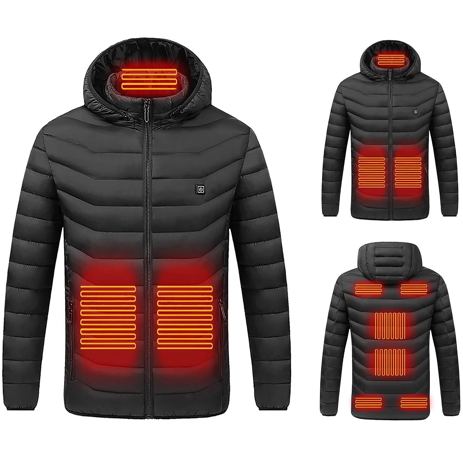 USB Electric Heated Jacket for Men & Women - Winter Heated Hoodie Coat with Body Warmer - Perfect for Outdoor Activities, Skiing, Camping & Cold Weather Commutes