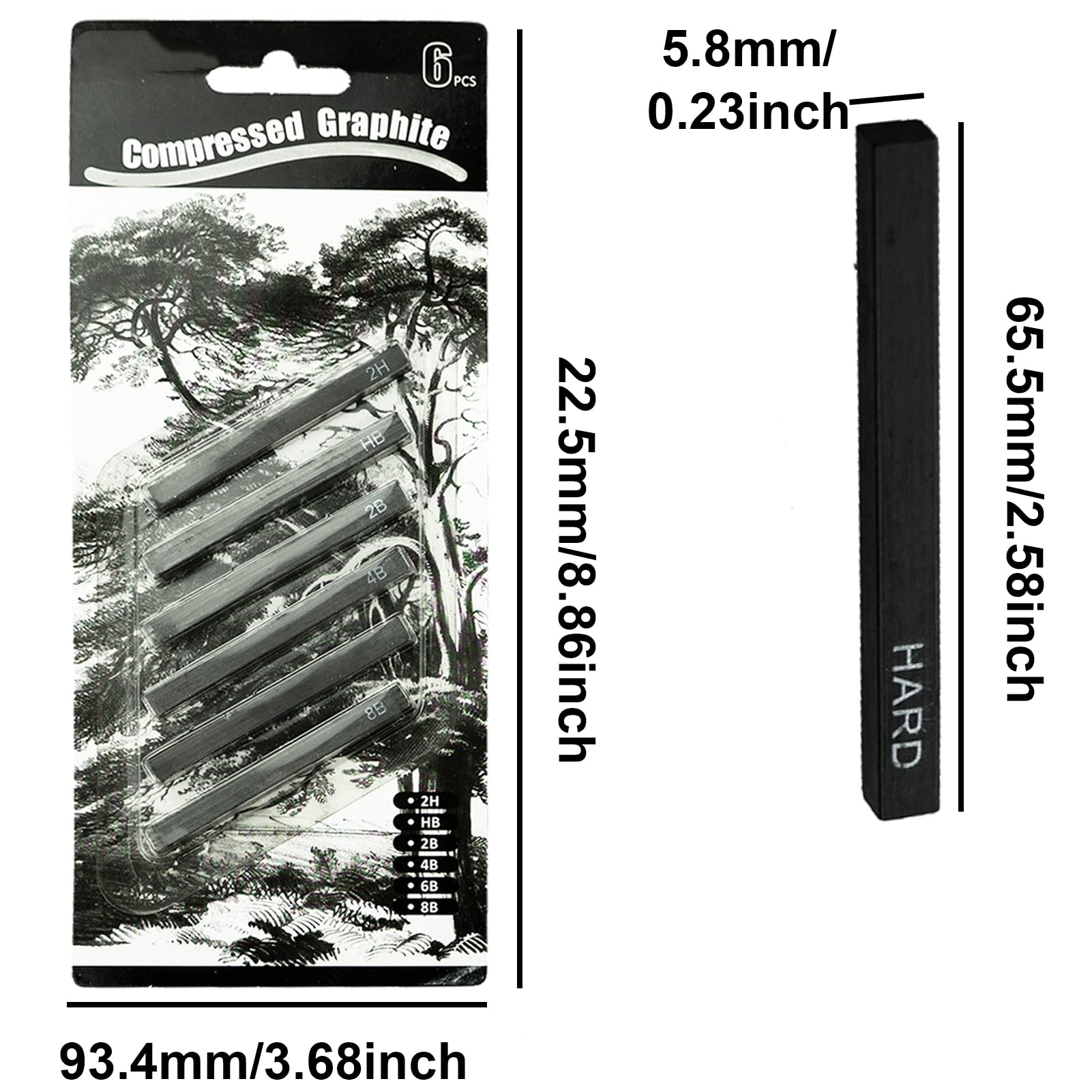 12pc Graphite Charcoal Sticks Set for Sketching & Shading - DIY Art Supplies for Beginners & Artists