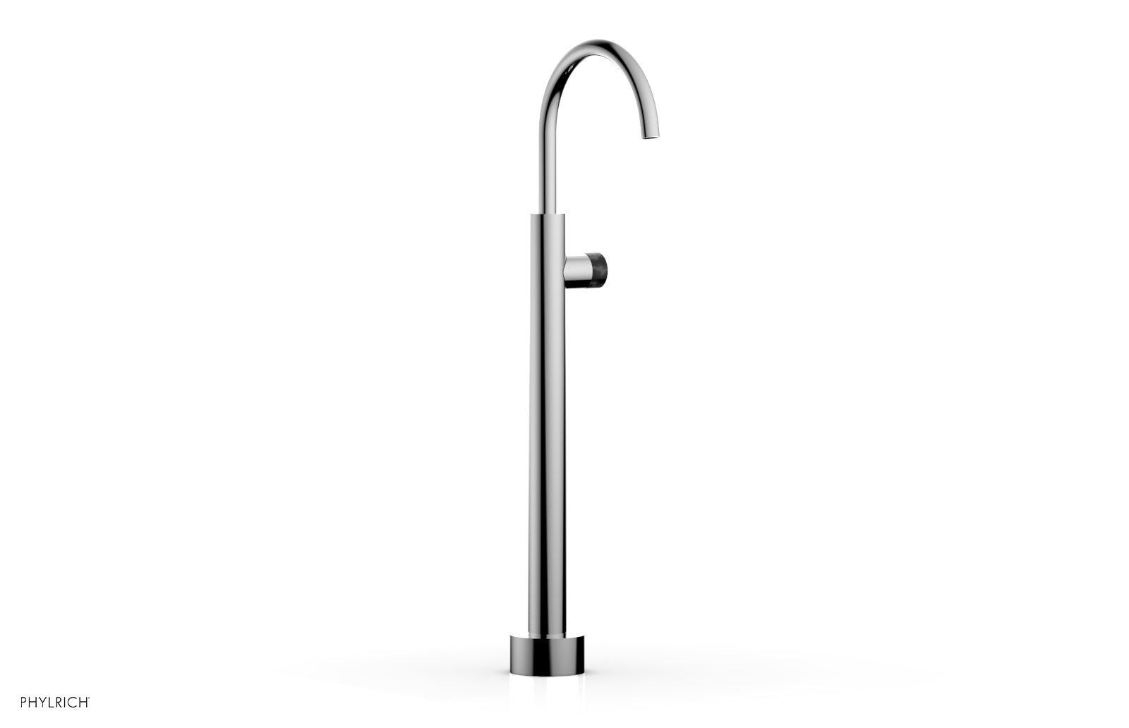 BASIC II Low Floor Mount Tub Filler with Black Marble Handle - Model 230 47 04 | Modern Bathroom Faucet for Freestanding Tubs & Luxury Spa Settings