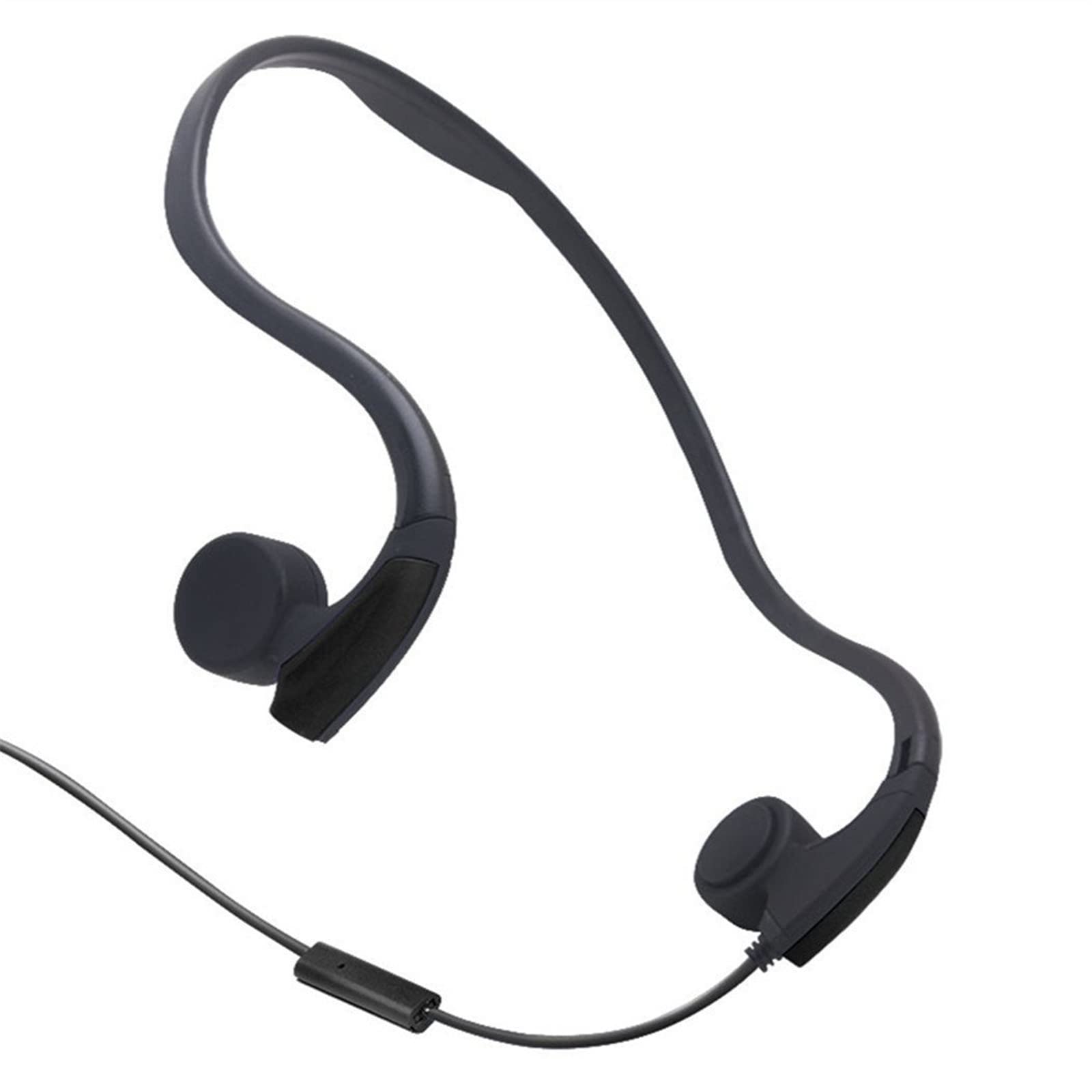 Bone Conduction Wired Headphones with Noise Cancelling Mic - 3.5mm Jack Sweatproof Sport Earphones for Running, Cycling & Workout - Comfortable Open-Ear Design for Outdoor Activities & Gym Training (Black)