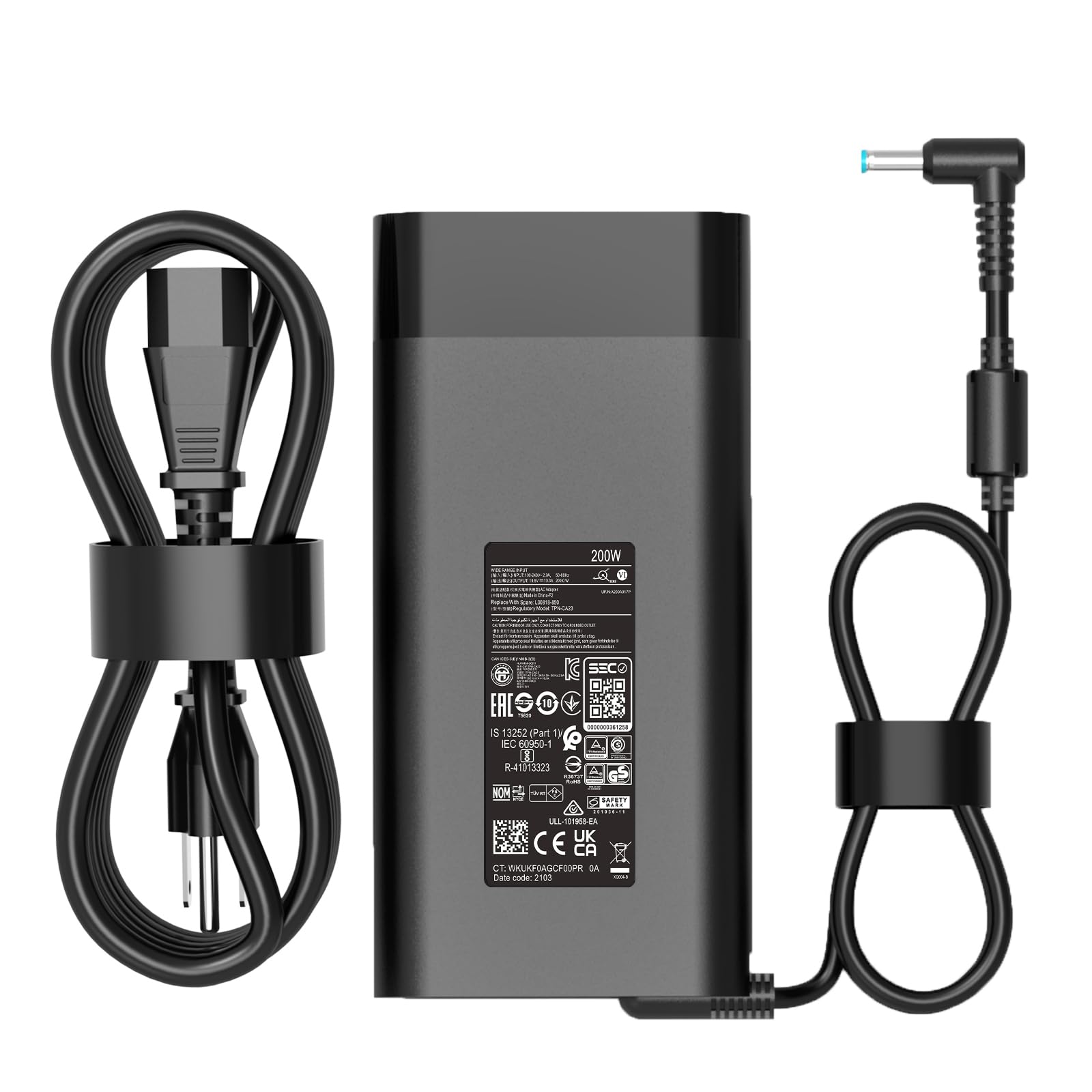 200W AC Power Adapter for HP Omen Pavilion 15 16 17 Victus 15 16 Zbook 15 17 ZBook Fury Create Studio Envy 15 2020 - TPN-DA10 Replacement Laptop Charger - Perfect for Gaming, Work & Travel