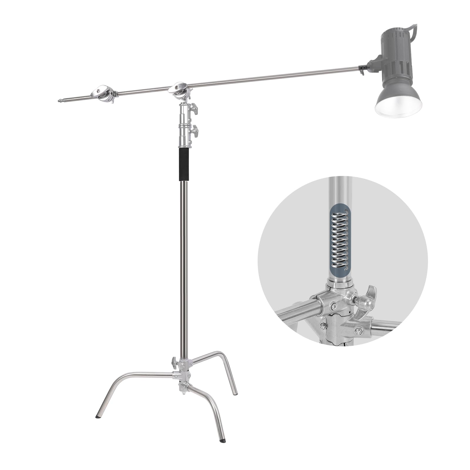 Professional C Stand with Boom Arm - 10.82ft/330cm Heavy Duty Stainless Steel Photography Light Stand, 3.6ft/110cm Adjustable Boom Arm for Studio Strobe Lights, Softboxes & Reflectors - Perfect for Photography, Videography & Film Production