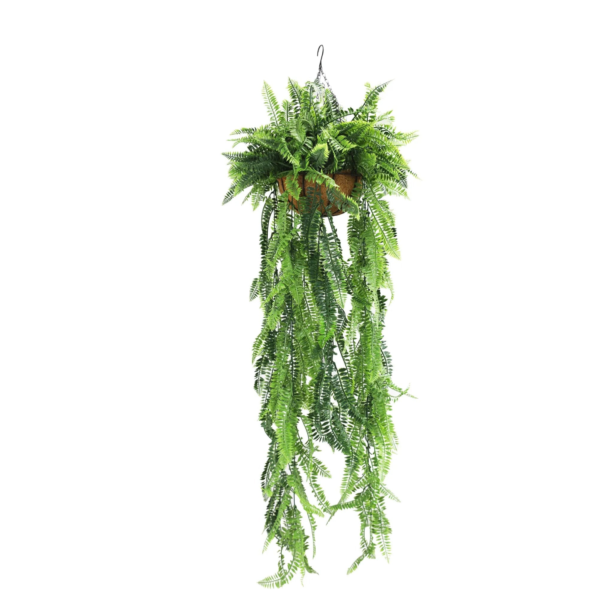 Premium Artificial Lush Fern Hanging Basket - UV Resistant Faux Greenery (35cm x 125cm) for Outdoor Patio, Porch & Garden Decor