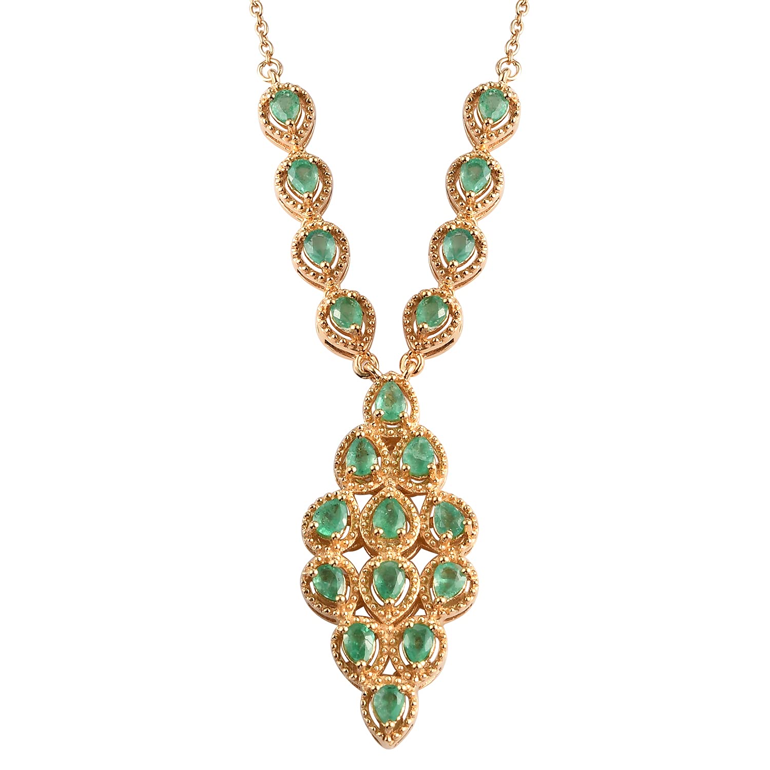 2.3 Ct AAA Emerald 925 Sterling Silver Necklace for Women - 18