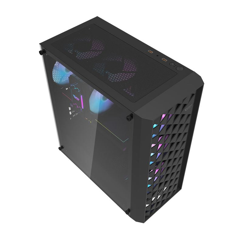 DarkFlash DK351 Tempered Glass ATX Mid Tower PC Case with 4 ARGB Fans - High Airflow Gaming Computer Case for Custom RGB Builds, Perfect for Gaming Rigs & Workstations
