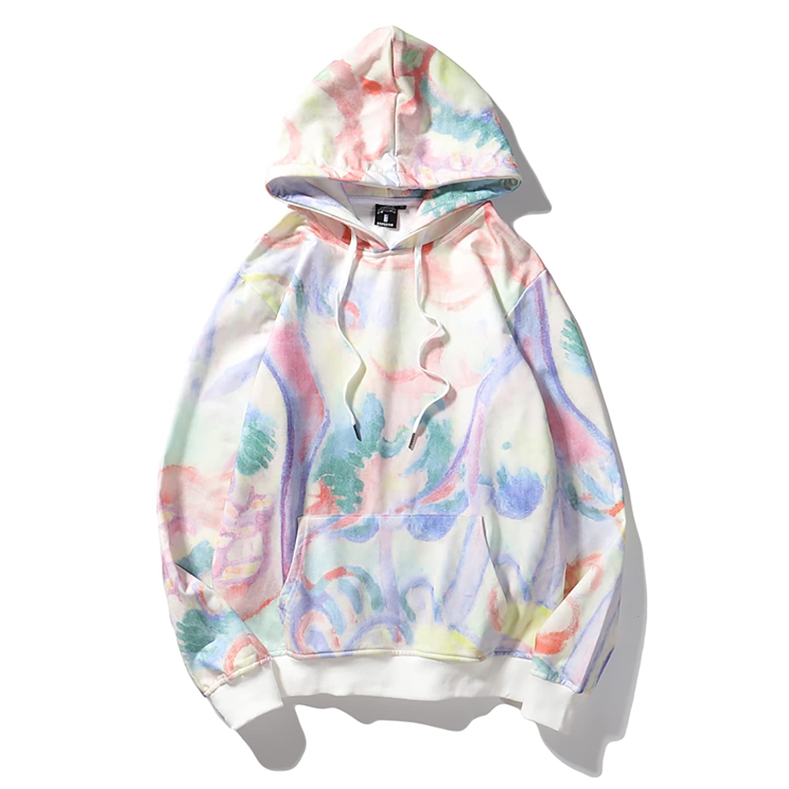 Unisex Tie Dye Sweatshirt with Kangaroo Pocket - Printed Pullover Hoodie for Men & Women (Sizes S-XL) | Hip Hop Casual Wear for Street Style & Lounge Comfort