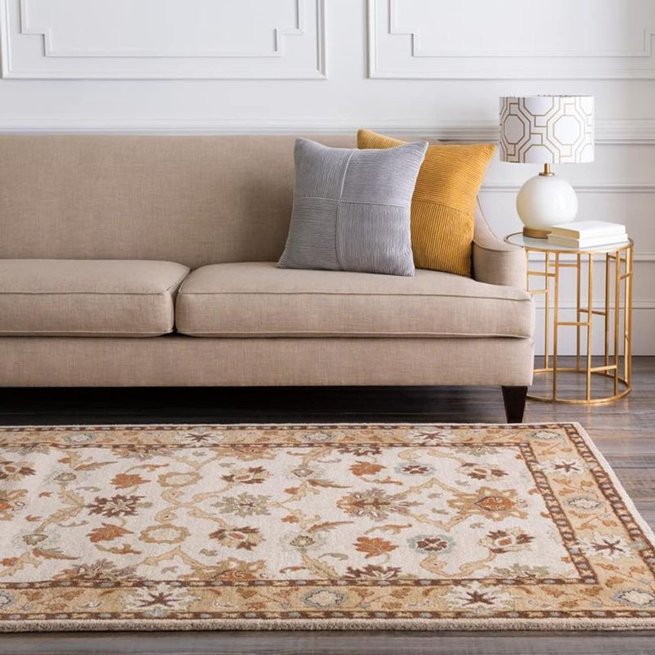 Mark&Day 6x9 Didsbury Traditional Khaki Oval Area Rug - Brown, White & Beige Living Room, Bedroom & Kitchen Rug - Non-Slip Soft Carpet for Home Decor (6' x 9' Oval) - Perfect for Cozy Spaces & High-Traffic Areas