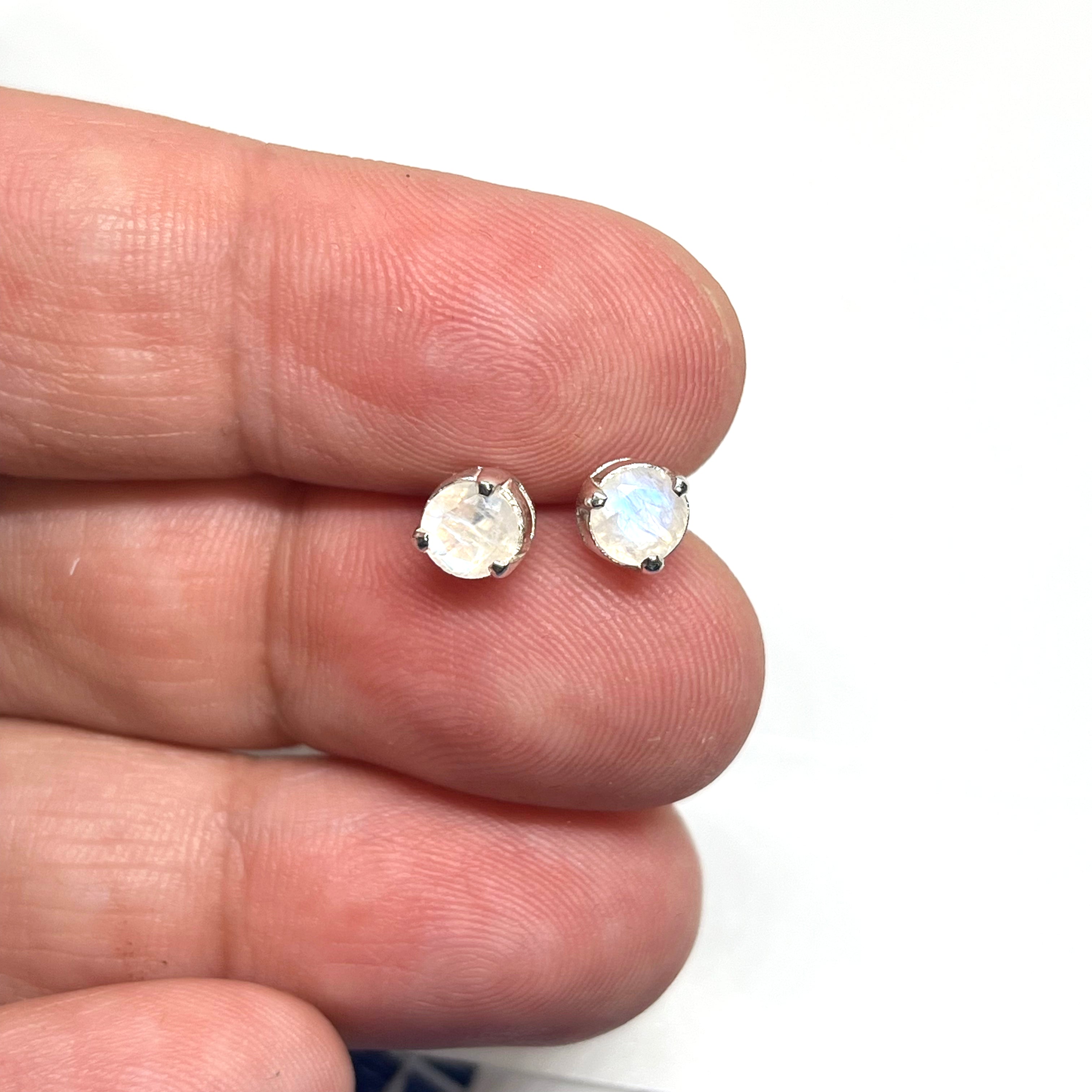 5mm Round Faceted Gemstone Stud Earrings - 3 Prong Set (PSE005) | Elegant & Durable for Daily Wear, Parties & Gifts