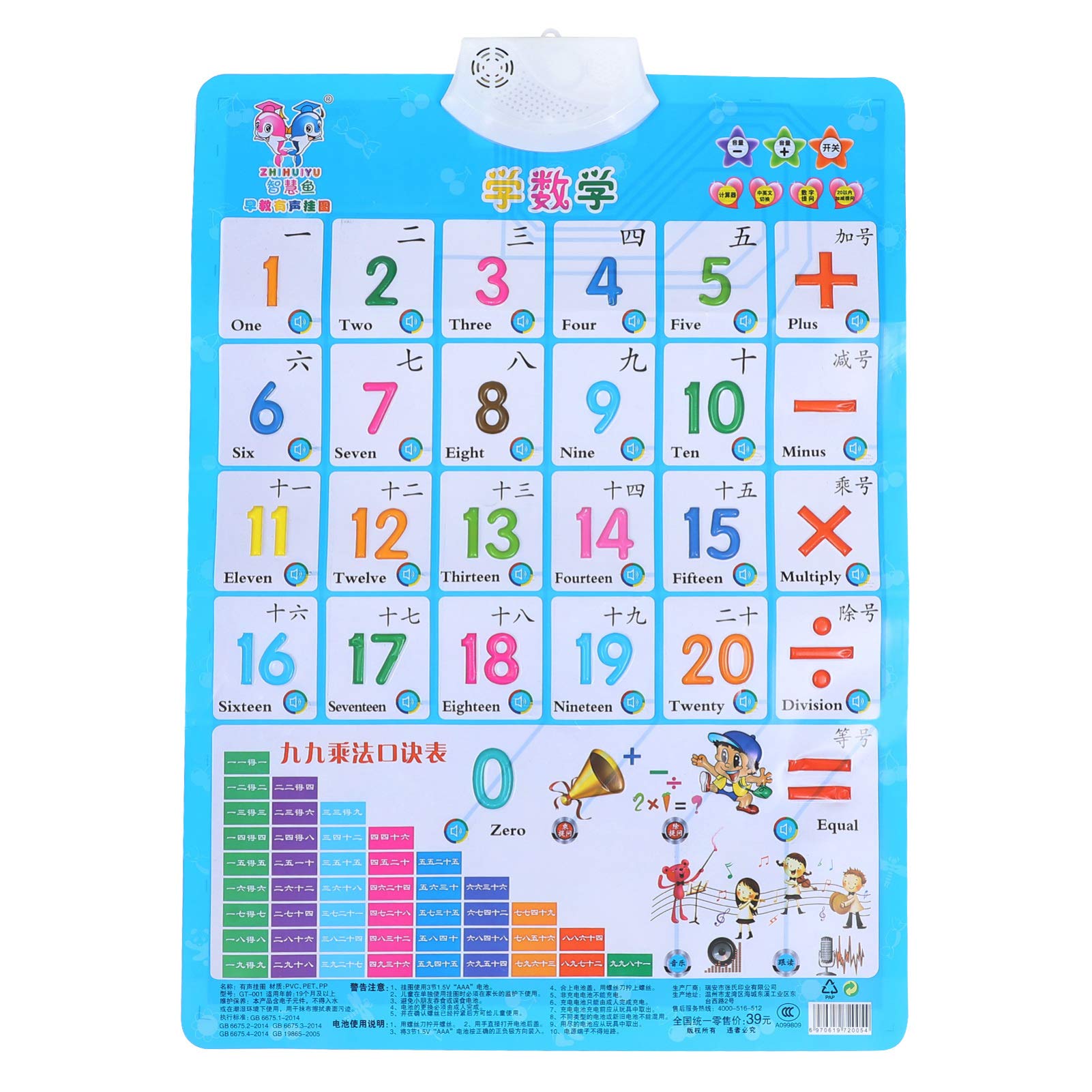 iBasenice 2-Pack Early Learning Talking Wall Charts - Electronic Alphabet & Number Educational Toys for Toddlers | Interactive PVC Wall Posters with Voice for Kids | Perfect for Homeschooling & Preschool Classrooms