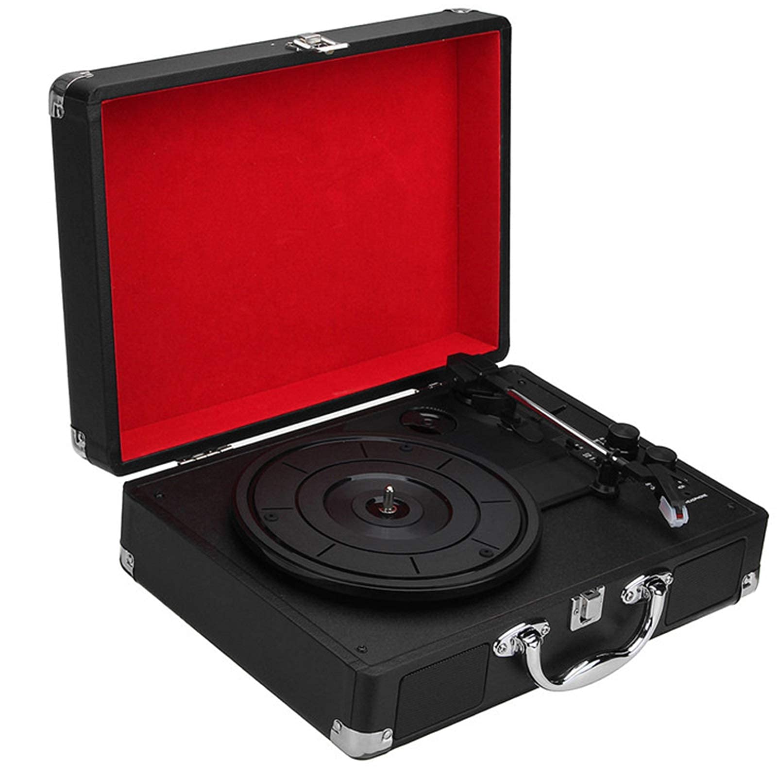 Vintage 3-Speed Bluetooth Vinyl Record Player with Stereo Speakers - Belt Driven Suitcase Turntable Compatible with 18/20/30CM Records - Perfect for Home, Office & Retro Music Lovers
