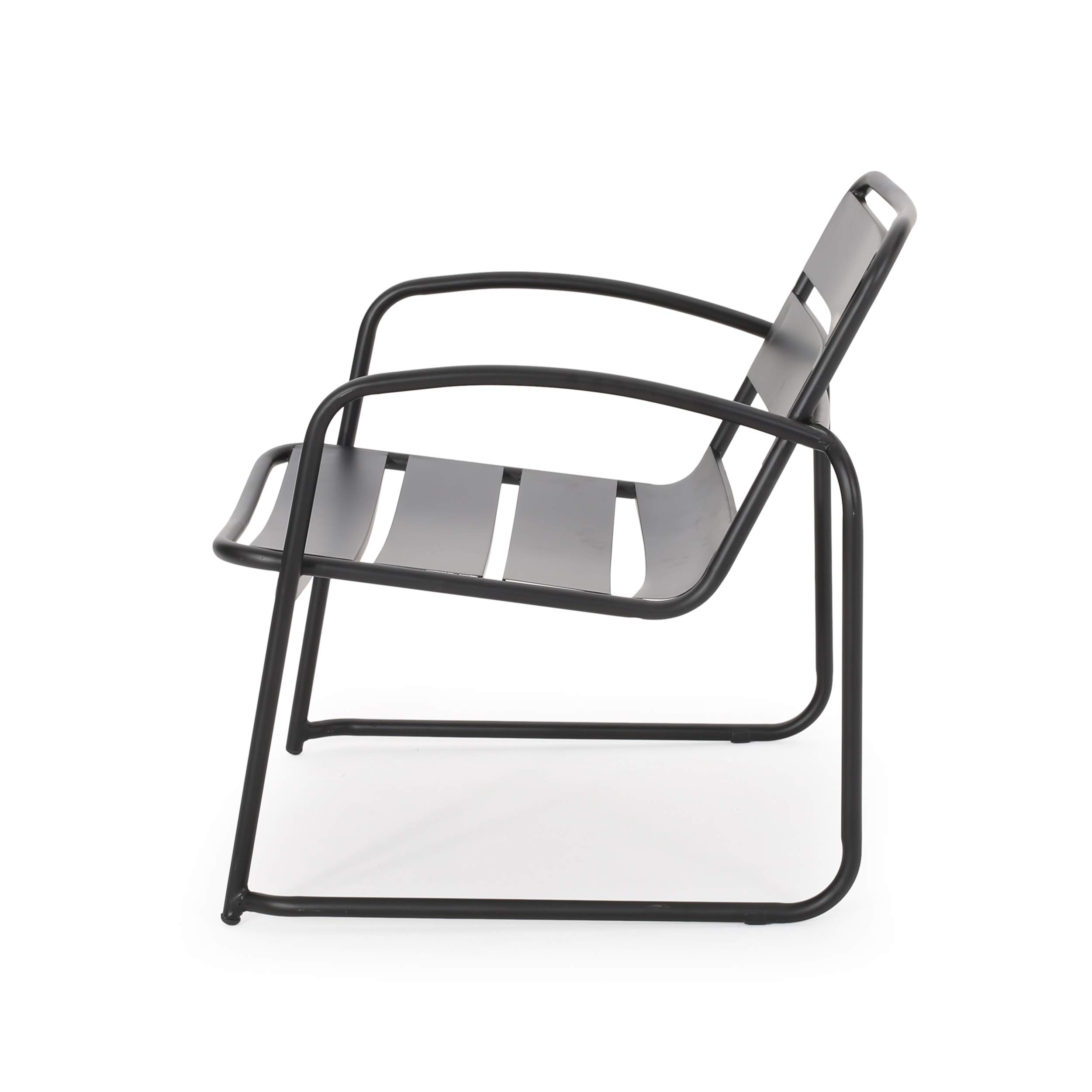 GDF Studio Outdoor Dining Chairs (Set of 2) - Matte Black Patio Furniture for Garden, Poolside, Deck & Backyard Dining