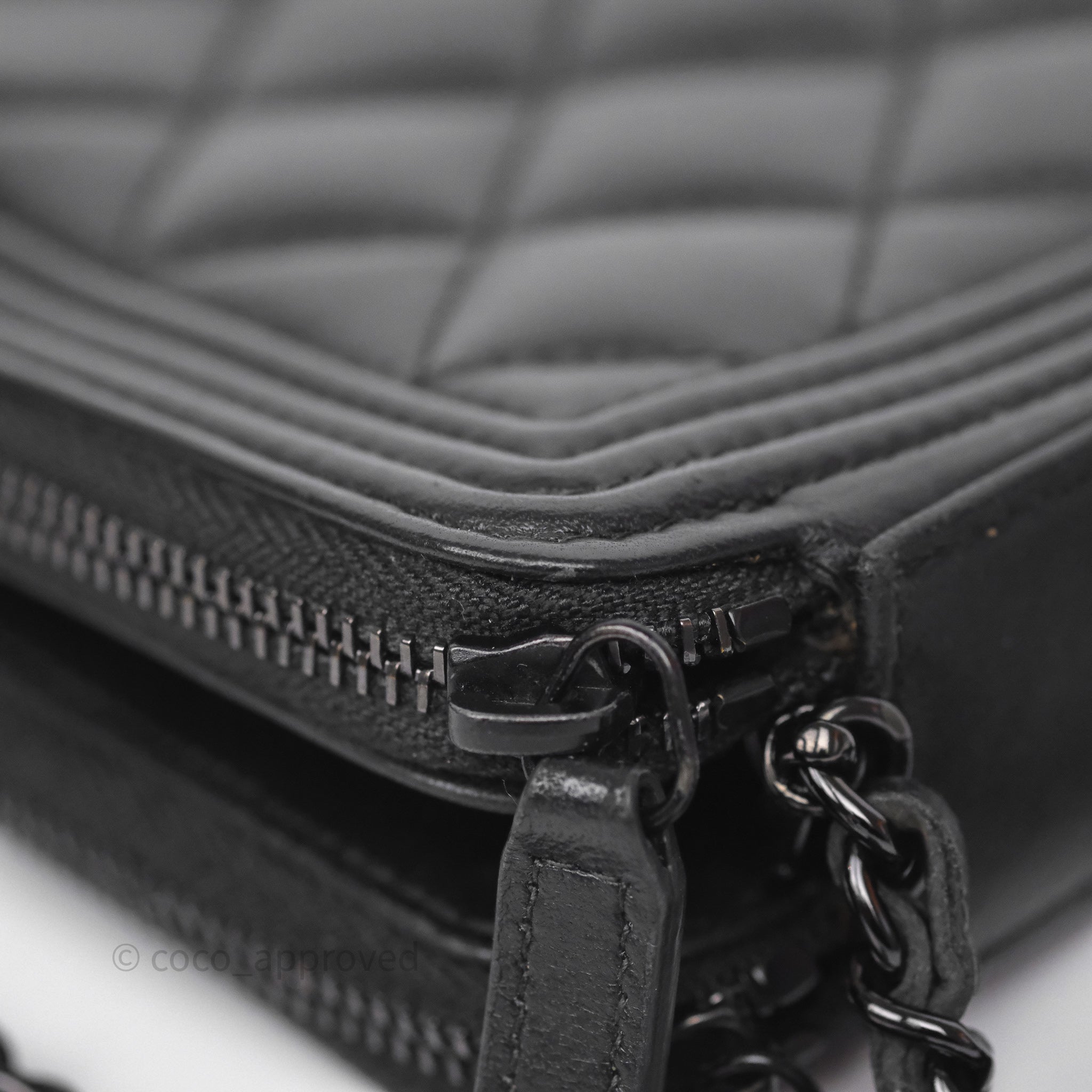 Chanel Boy Double Zip Clutch On Chain So Black Lambskin Leather Crossbody Bag - Perfect for Evening Parties, Date Nights & Luxury Fashion Accessories
