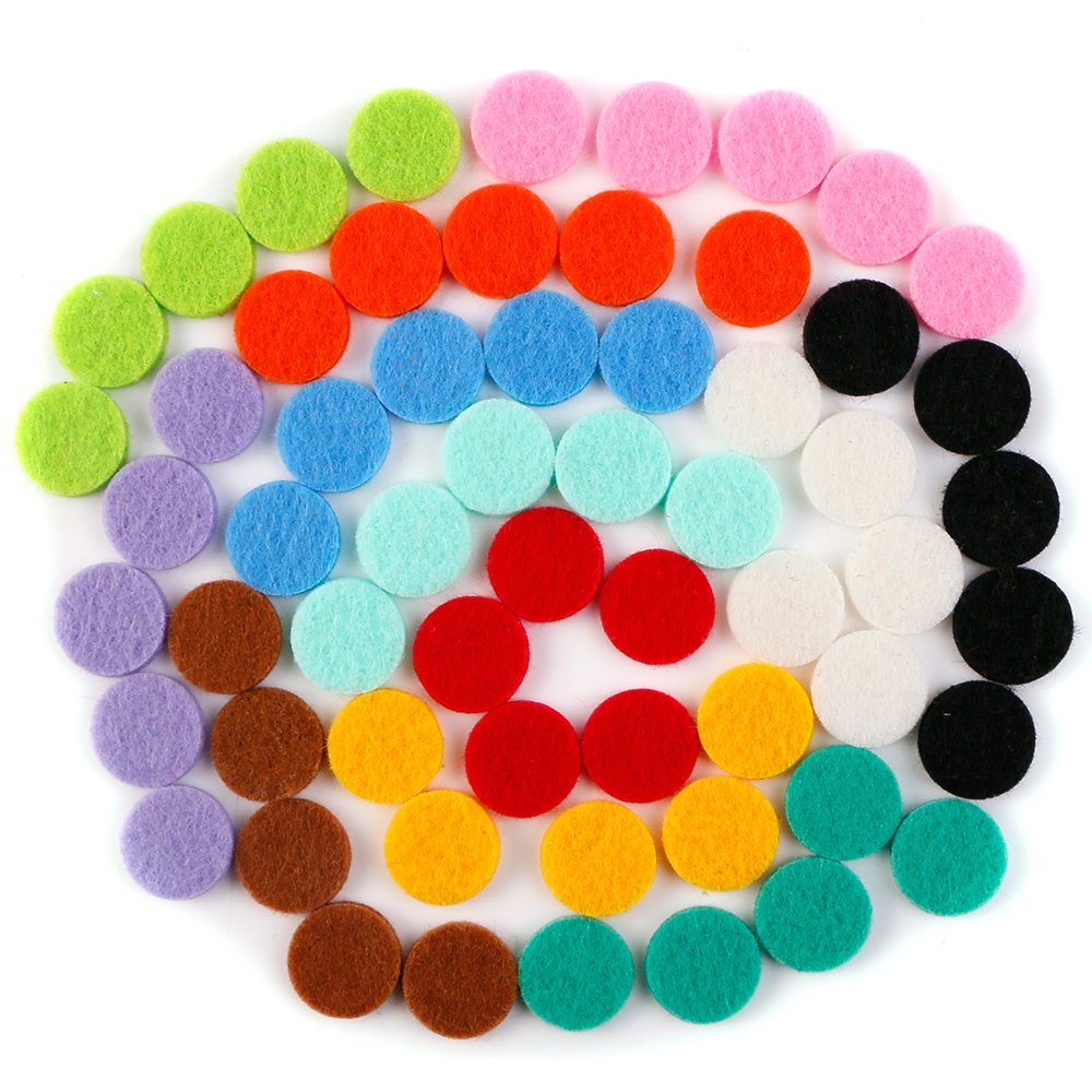 60 PCS Essential Oil Refill Pads - 0.67 Inch Aromatherapy Felt Pads for Diffuser Necklace, Bracelet & Car Vent Clip - Multi-Colored Replacement Pads for Relaxation, Stress Relief & Home Fragrance