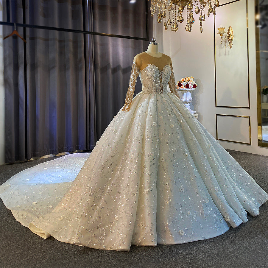NS4085 High-Quality Lace Wedding Dress with Long Sleeves - Amanda Novias 2022 Collection | Perfect for Church, Garden & Formal Weddings