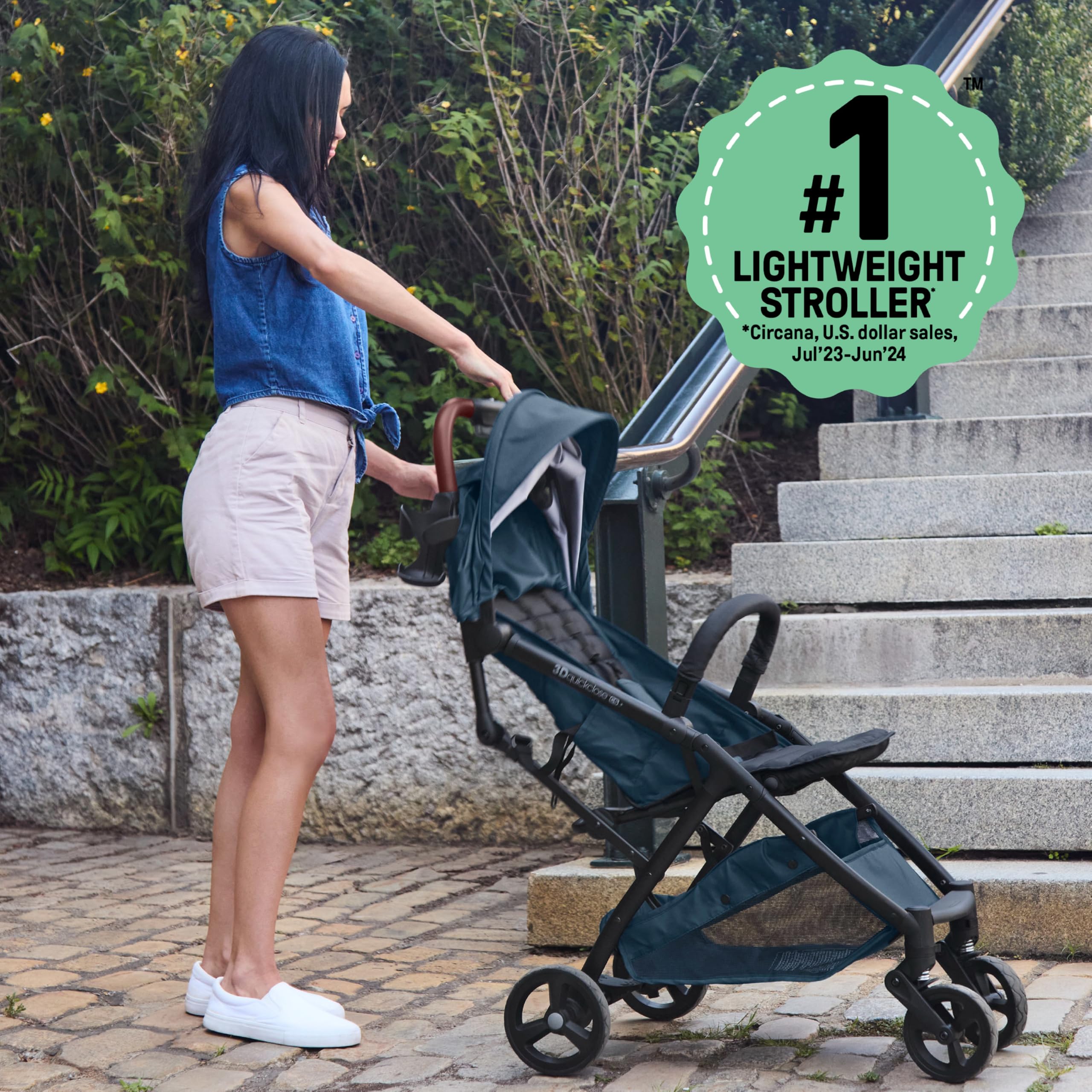 Ingenuity 3Dquickclose CS+ Compact Fold Stroller - Lightweight Baby Stroller with Oversized Canopy, Extra-Large Storage Basket & One-Hand Fold | Perfect for Travel, Shopping & City Walks