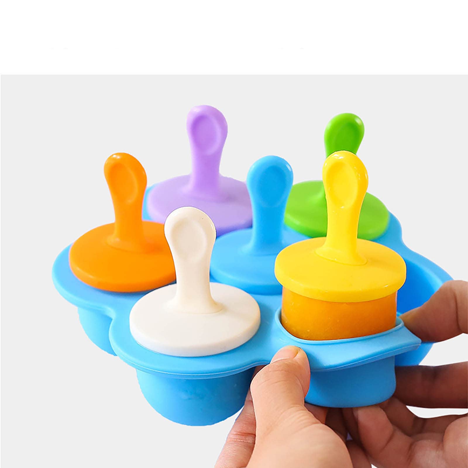 7-Hole Silicone Popsicle Mold - DIY Homemade Ice Cream Maker Kit for Mini Ice Cream, Chocolate & Candy - Perfect for Summer Treats, Kids Snacks & Party Desserts