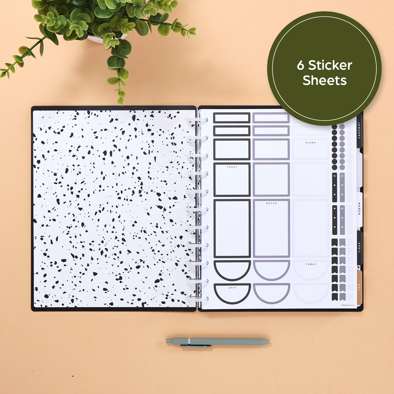 Happy Planner 2025 Disc-Bound 12-Month Planner - Daily Weekly Monthly Organizer with Dashboard Layout, 72 Pages, 12 Dividers & 2 Sticker Sheets - 8.5