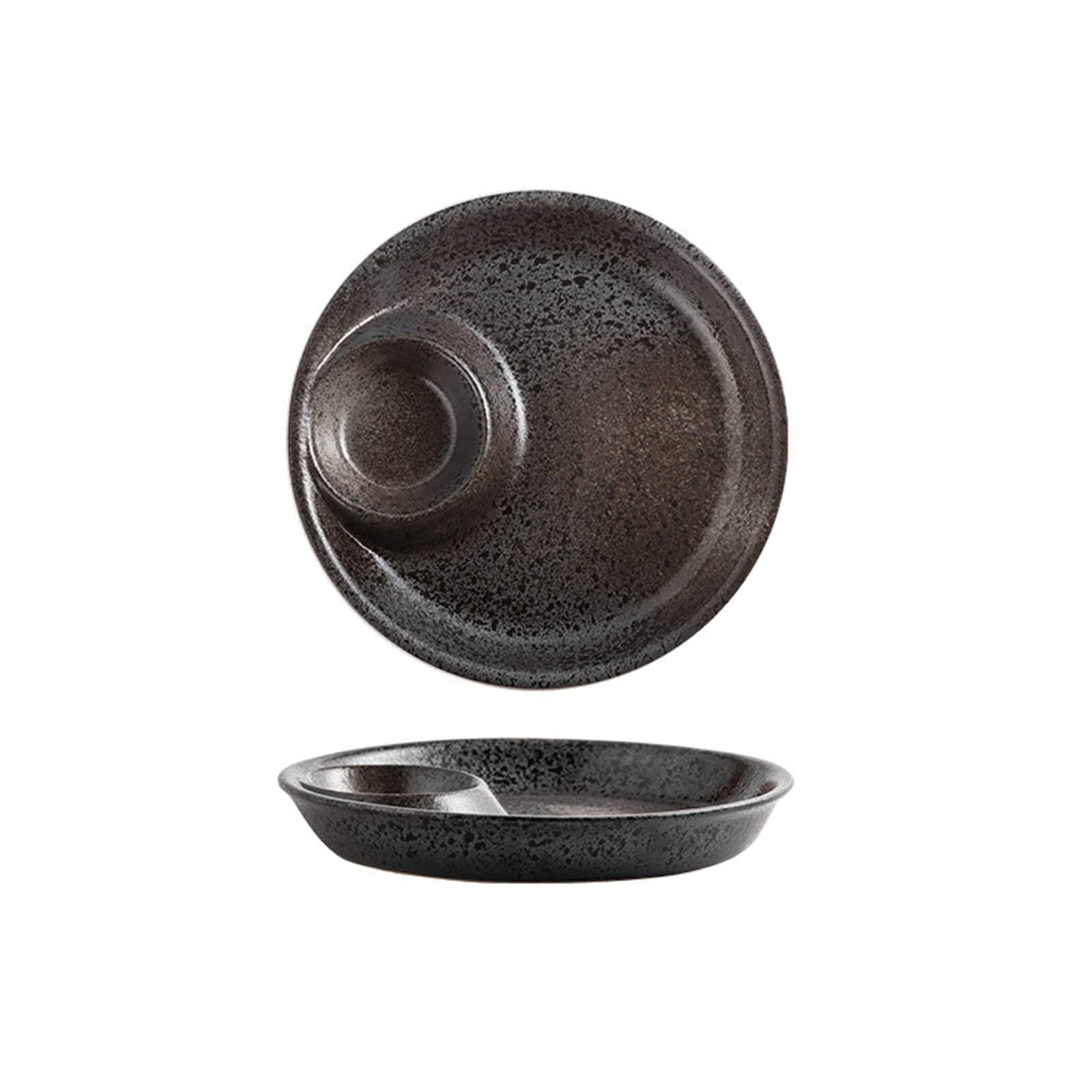 2-Piece Ceramic Chip and Dip Serving Set - Divided Appetizer Platter for Snacks, Salad, and Party Food - Perfect for Entertaining, Game Nights, and Family Gatherings