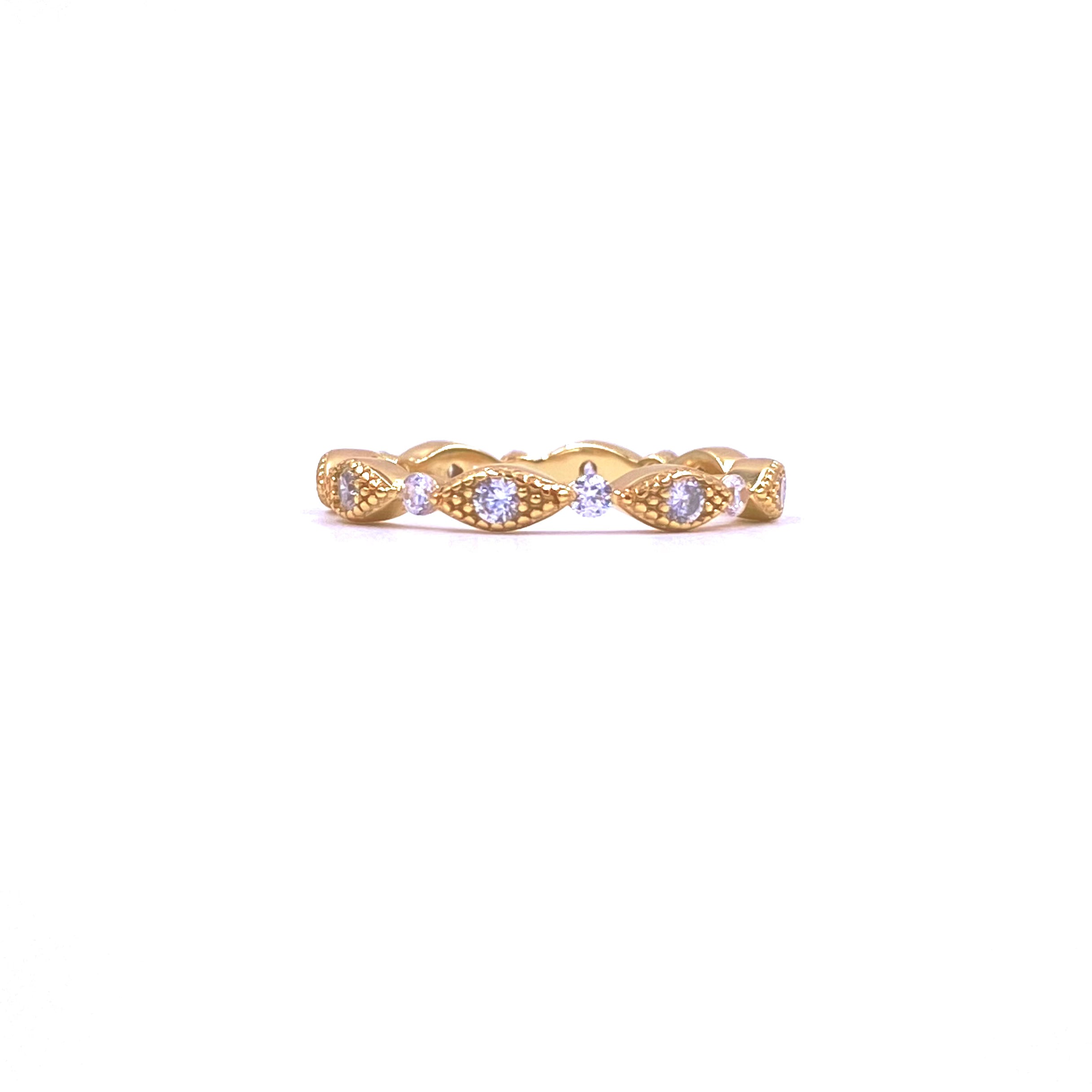 Ashley Gold Sterling Silver Gold Plated Alternating Oval CZ Band Ring for Women | Elegant Cubic Zirconia Fashion Jewelry | Perfect for Parties, Weddings & Everyday Wear