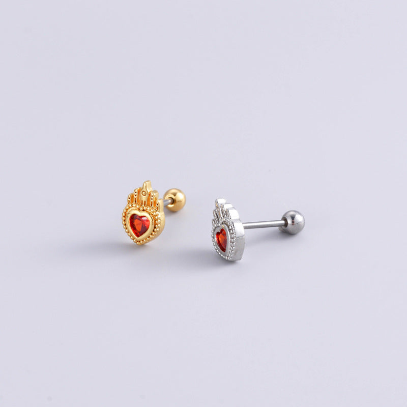 20G Cartilage Heart Stud Evil Eye Cross Helix Daith Earrings for Women | Hypoallergenic Stainless Steel Body Jewelry | Perfect for Piercing, Gifts & Everyday Wear - HSPJ889