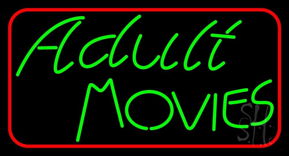 13x24 Inch Green Adult Movies LED Neon Sign with Dimmer - Black Square Cut Acrylic Backing for Home Décor, Bar, Club & Storefront Lighting - Perfect for Wall Art, Nightlife Venues & Themed Parties