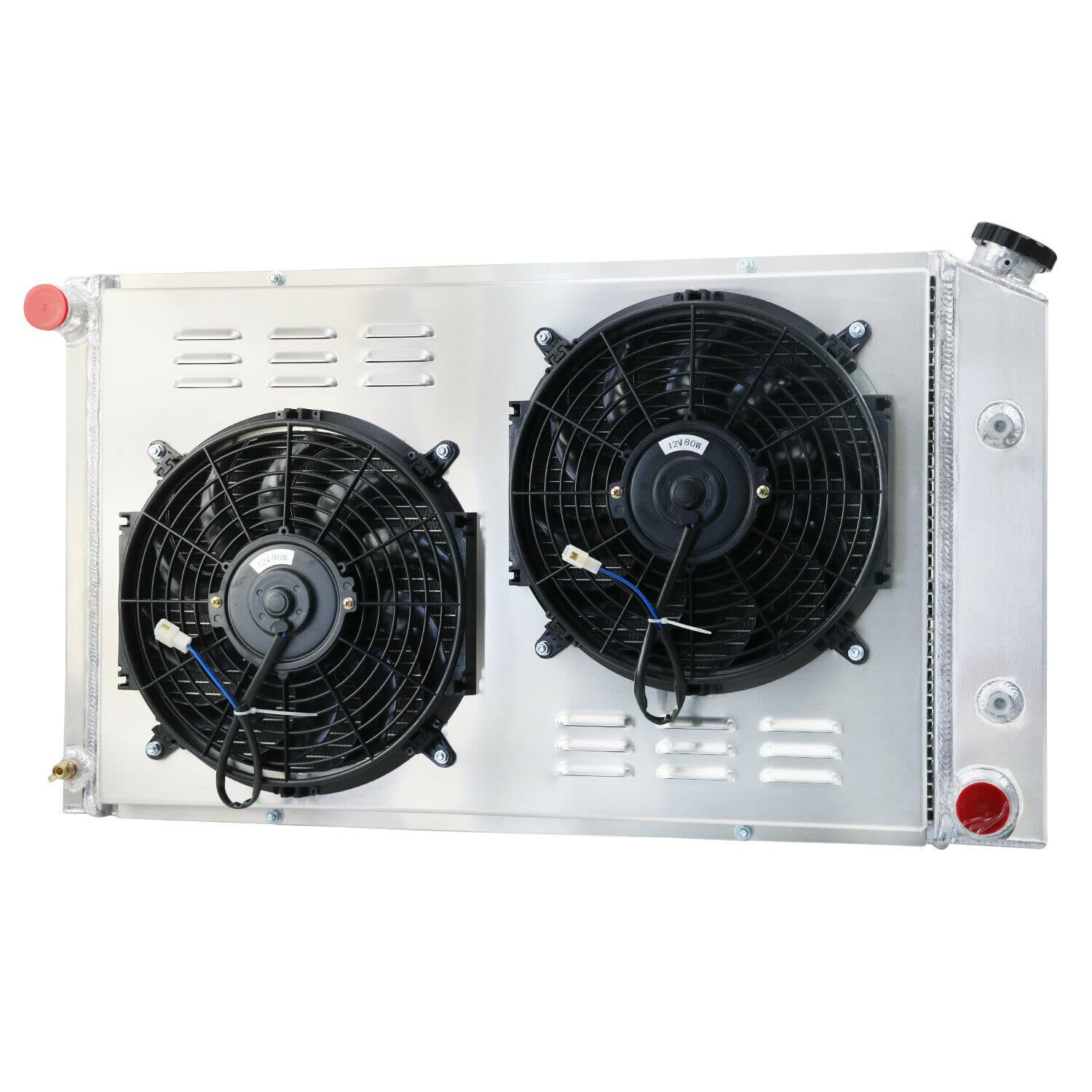 4 Row Aluminum Radiator Shroud Fan for 1970-1981 Pontiac Firebird & Trans Am 3.8L-6.6L I6 V8 Engine - High Performance Cooling System Upgrade for Classic Muscle Cars, Racing & Hot Rod Restoration Projects