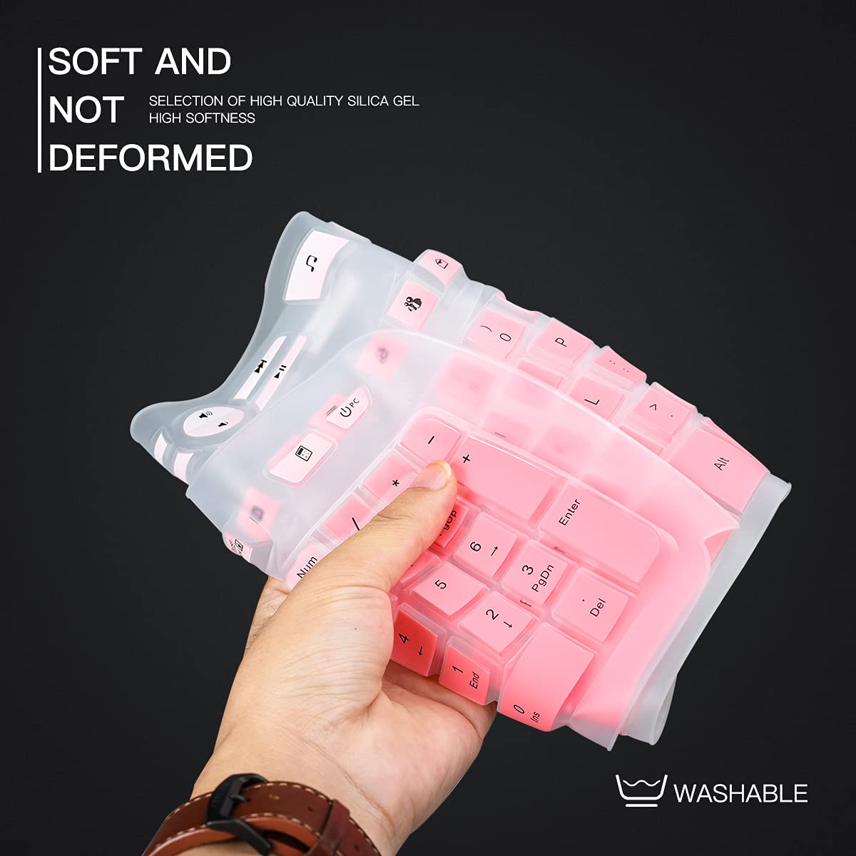 Logitech Keyboard Cover for K350 & MK570/MK550 Wireless Wave Keyboard - Pink Protective Skin | Dustproof & Spill-Resistant | Perfect for Office, Home & Travel Use