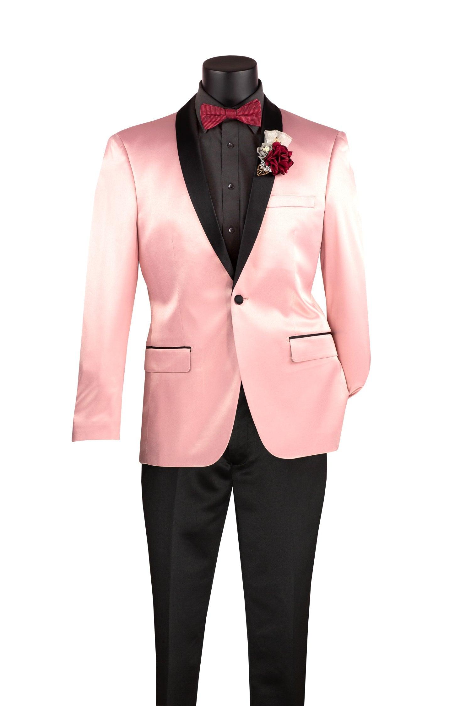 Elegant Pink Slim Fit Tuxedo Jacket for Women with Black Shawl Lapel - Perfect for Weddings, Prom, Evening Parties & Formal Events
