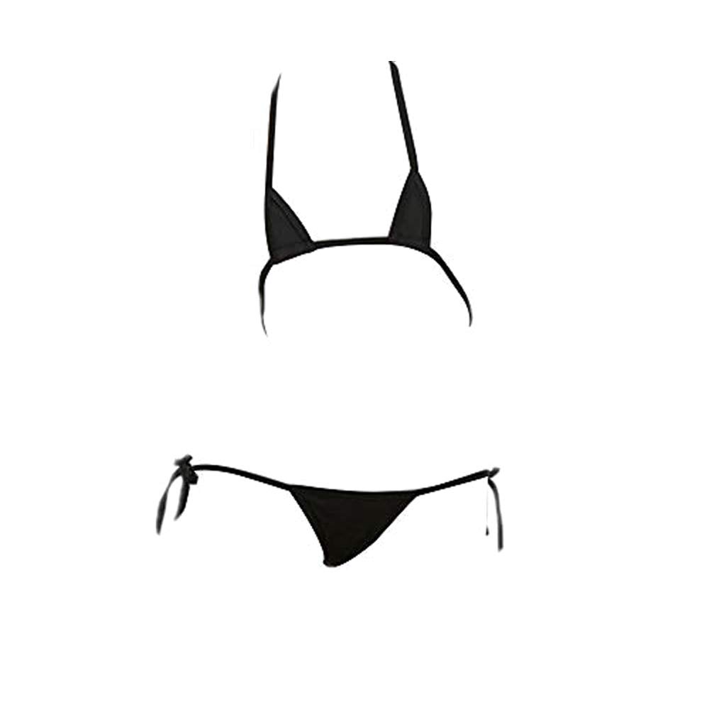 Sexy Micro Triangle Bikini Set with Thong - Japanese Anime Inspired Women's Lingerie for Beach, Pool Party & Intimate Moments
