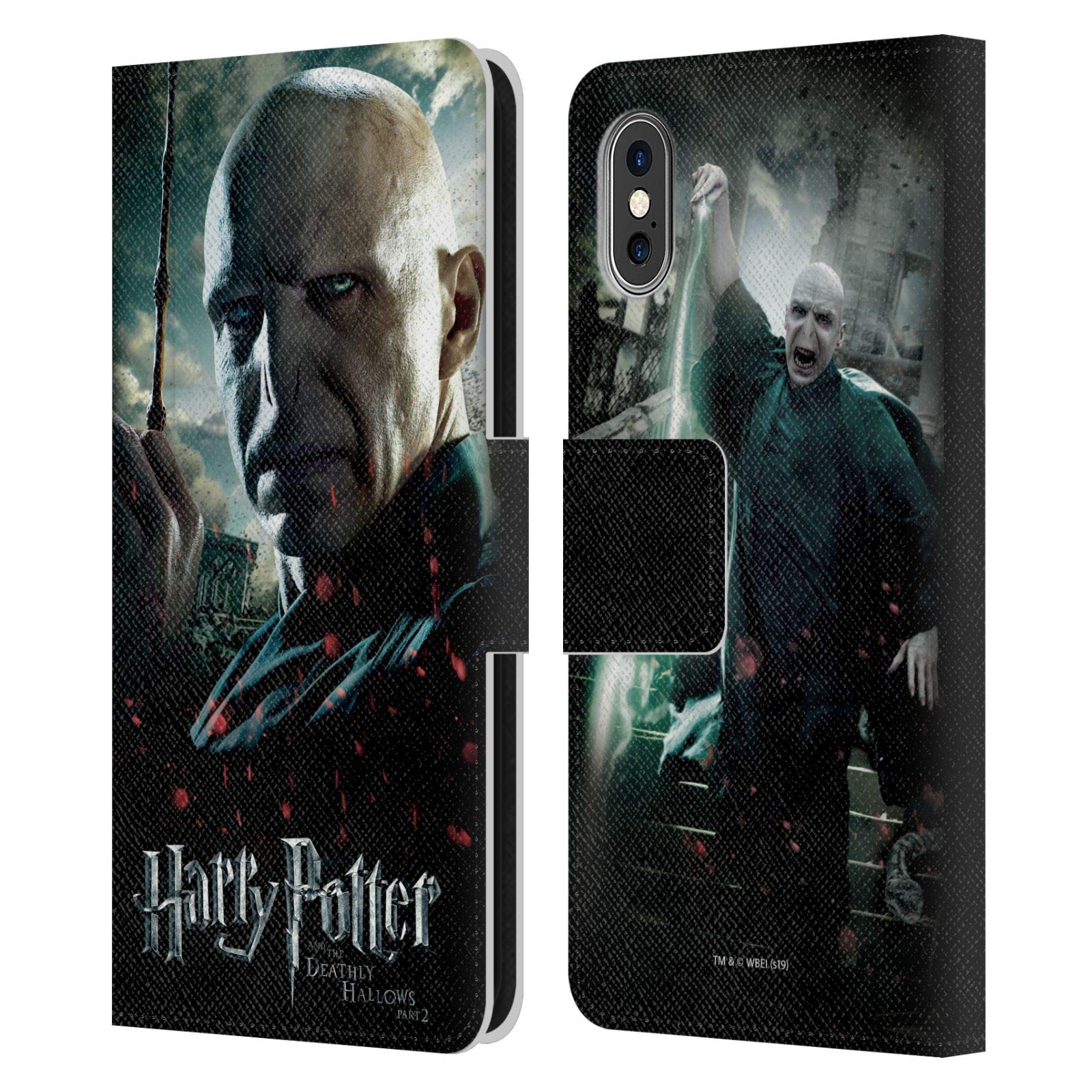 Official Harry Potter Voldemort Deathly Hallows Leather Wallet Case for iPhone X/Xs - Licensed Book-Inspired Phone Cover for Wizards & Potterheads - Perfect for Cosplay, Conventions & Magic Themed Parties