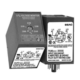 PLM9405 8-Pin Phase Monitor Relay, 50/100Hz, 3-Phase Voltage Protector, 400-480V AC with Mounting Base - Ideal for Industrial Equipment, HVAC Systems, and Motor Protection