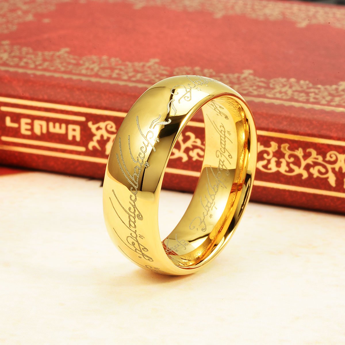 6mm/8mm Tungsten Wedding Ring for Men - 18K Gold Plated Laser Engraved Band - Durable Comfort Fit Engagement Ring for Him & Her - Perfect for Anniversaries, Proposals & Everyday Wear