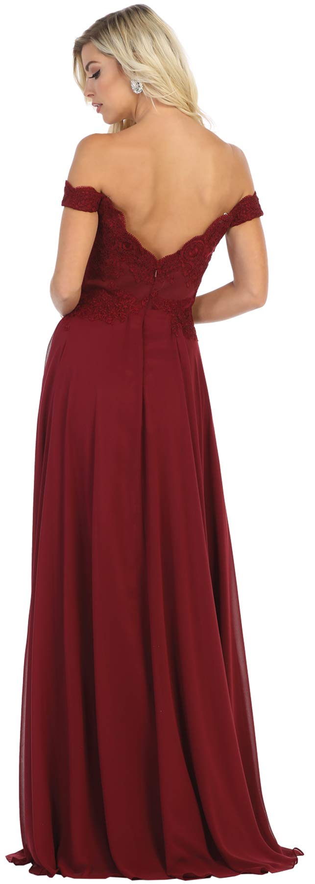Elegant Off-The-Shoulder Embroidered Evening Dress - Royal Blue Size 22 | Formal Gowns for Weddings, Parties & Special Occasions | FDS1644 by Formal Dress Shops Inc