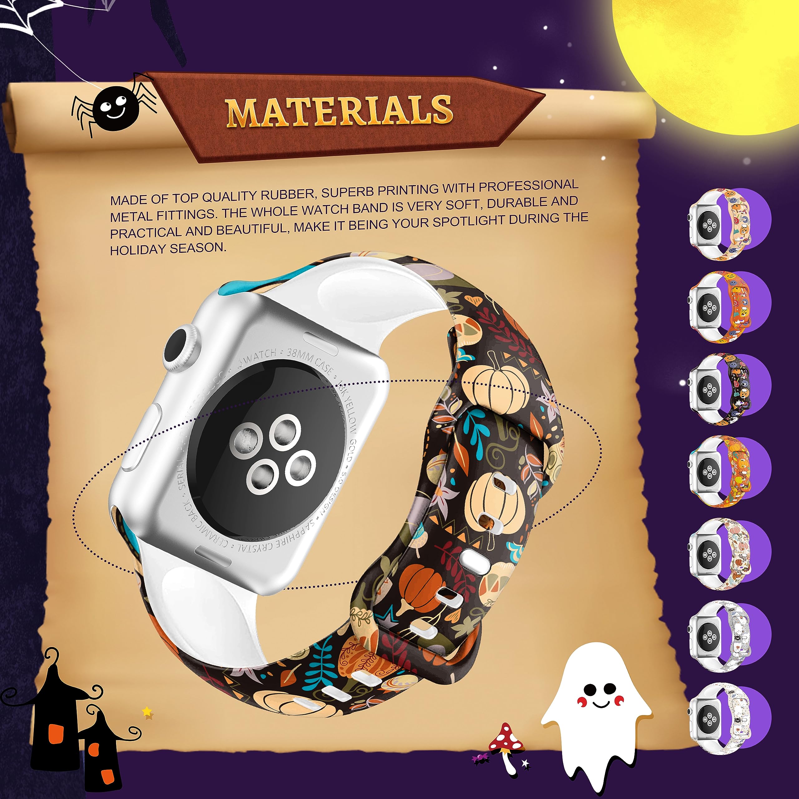 Halloween & Christmas Apple Watch Bands for Women - Compatible with Apple Watch 38mm 40mm 41mm 42mm 44mm 45mm 49mm & Series Ultra/8/7/6/5/4/3/2/1/SE - Festive Holiday Watch Straps for Parties & Gifts