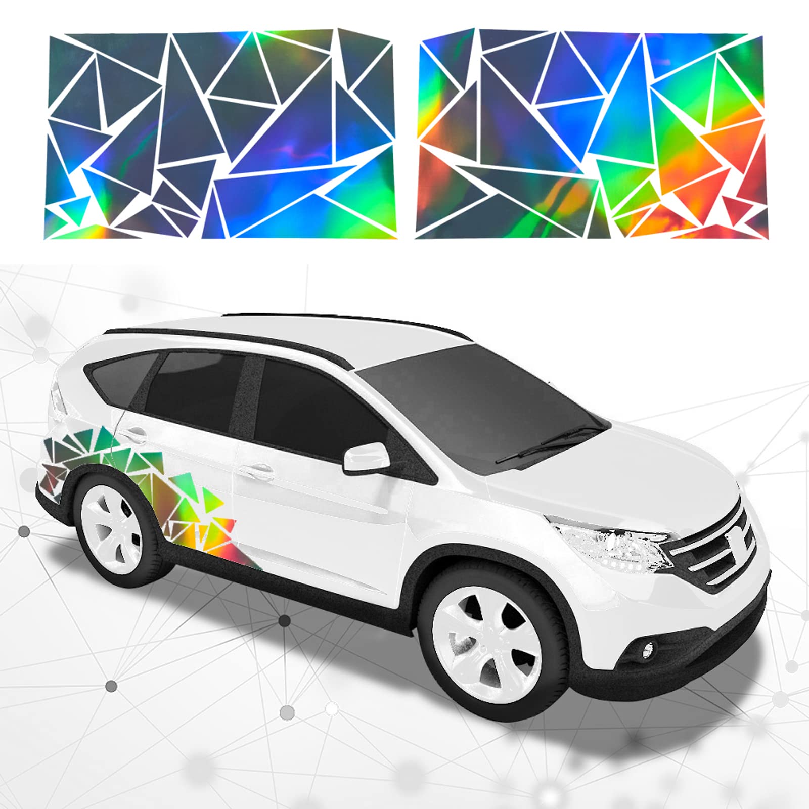 2 Pack Triangle Car Decals - Vinyl Stickers for DIY Car Body Graphics, Holographic Laser Design - Perfect for Car Customization, Windows, Laptops & Personalizing Accessories