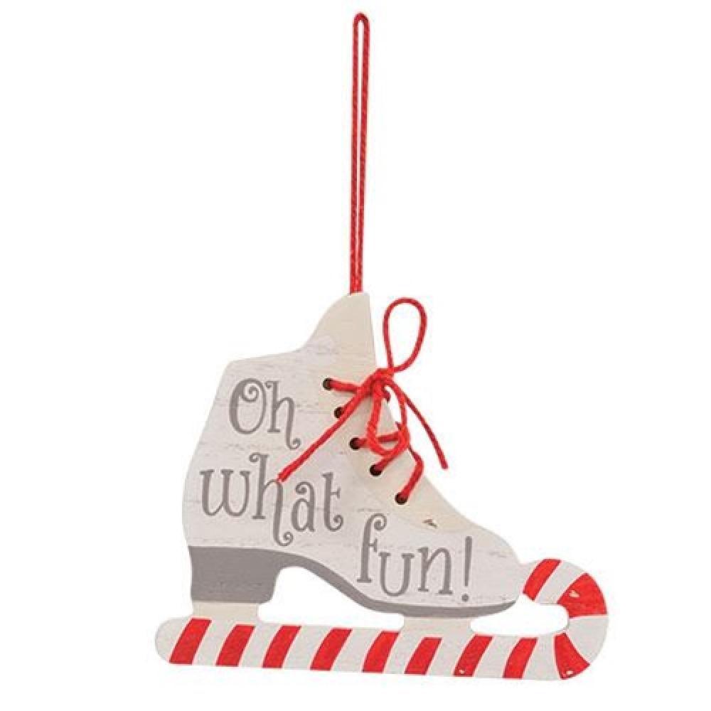 Oh What Fun Ice Skate Wood Ornament - Christmas Tree Decoration, Holiday Home Decor, Winter Gift Idea for Skating Lovers