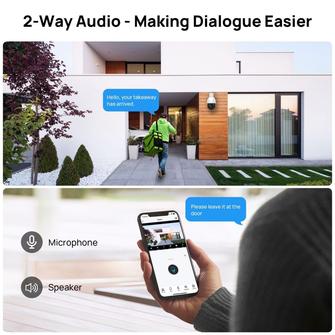 4K 8MP PTZ POE IP Security Camera Outdoor with 18X Optical Zoom | Auto Human Tracking, Vehicle Detection, Two-Way Audio | 328ft IR Night Vision, 512GB SD Slot | Compatible with Hikvision | Ideal for Home Security, Business Surveillance & Parking Lot Monitoring